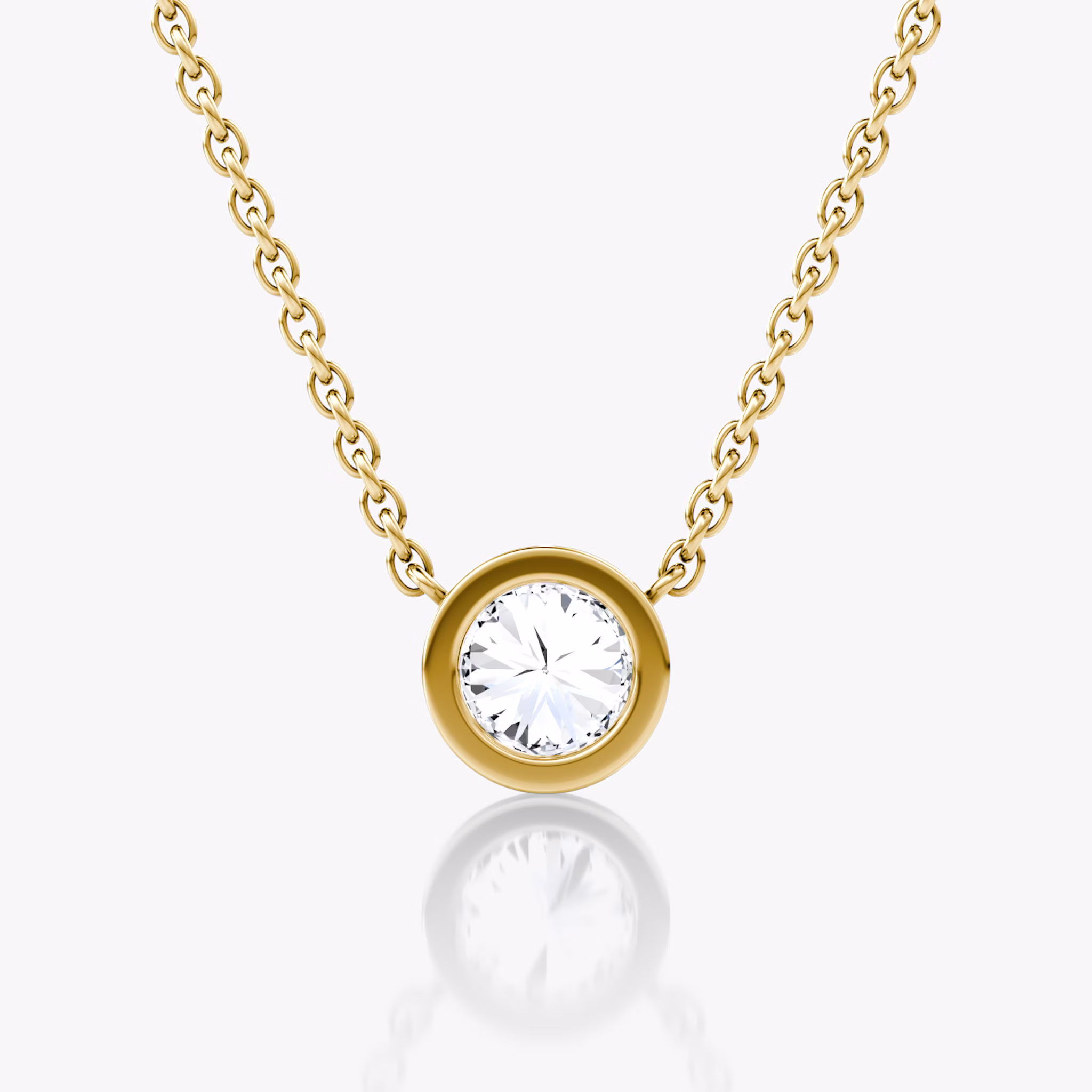 Bezel Solitaire Necklace | Round Brilliant | 14k | Yellow Gold | caratWeight: 0.50ct