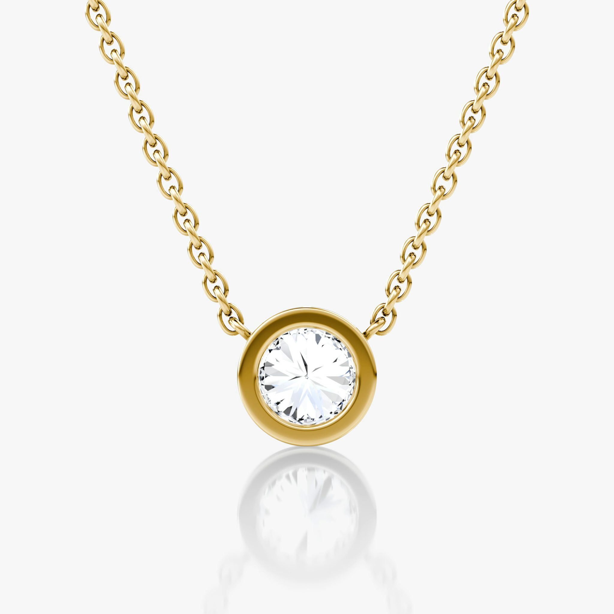 Bezel Solitaire Necklace | Round Brilliant | 14k | Yellow Gold | caratWeight: 0.50ct