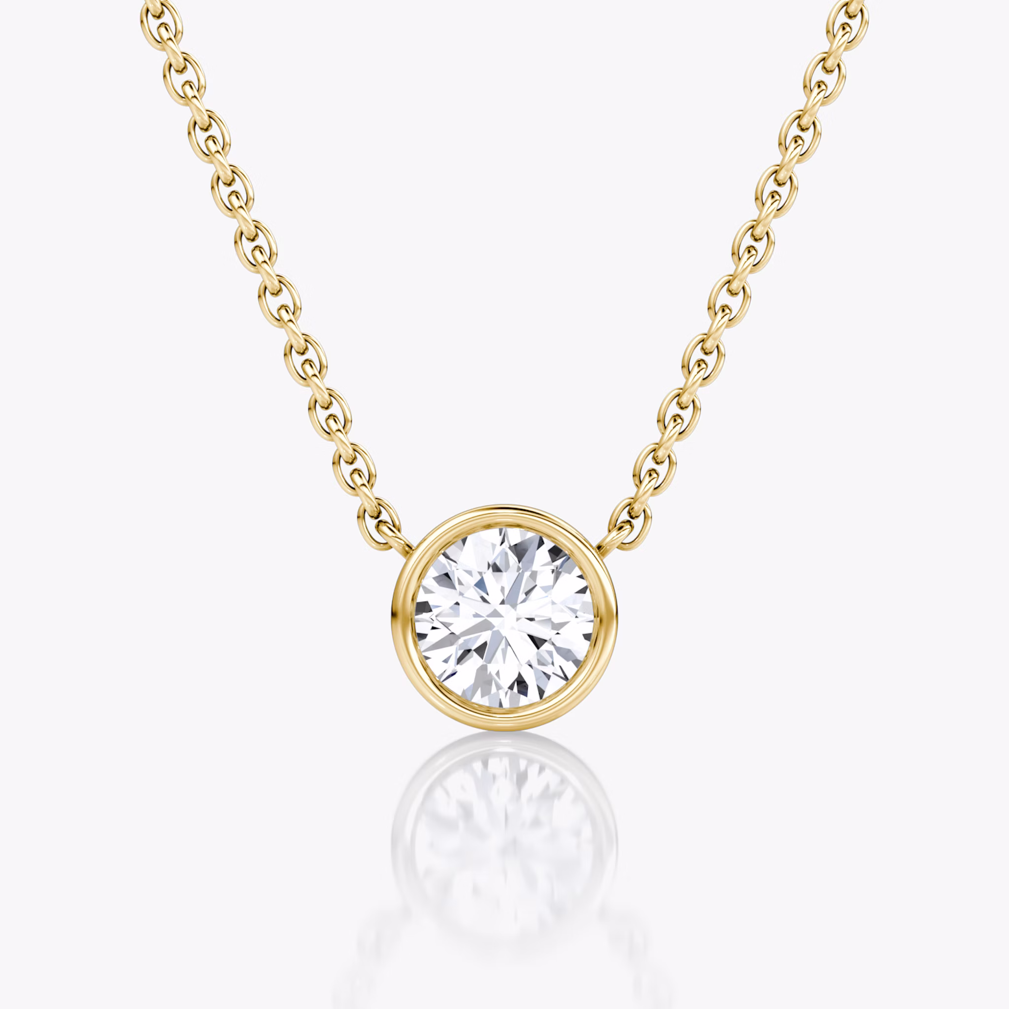 Bezel Solitaire Necklace | Round Brilliant | 14k | Yellow Gold | caratWeight: 0.50ct