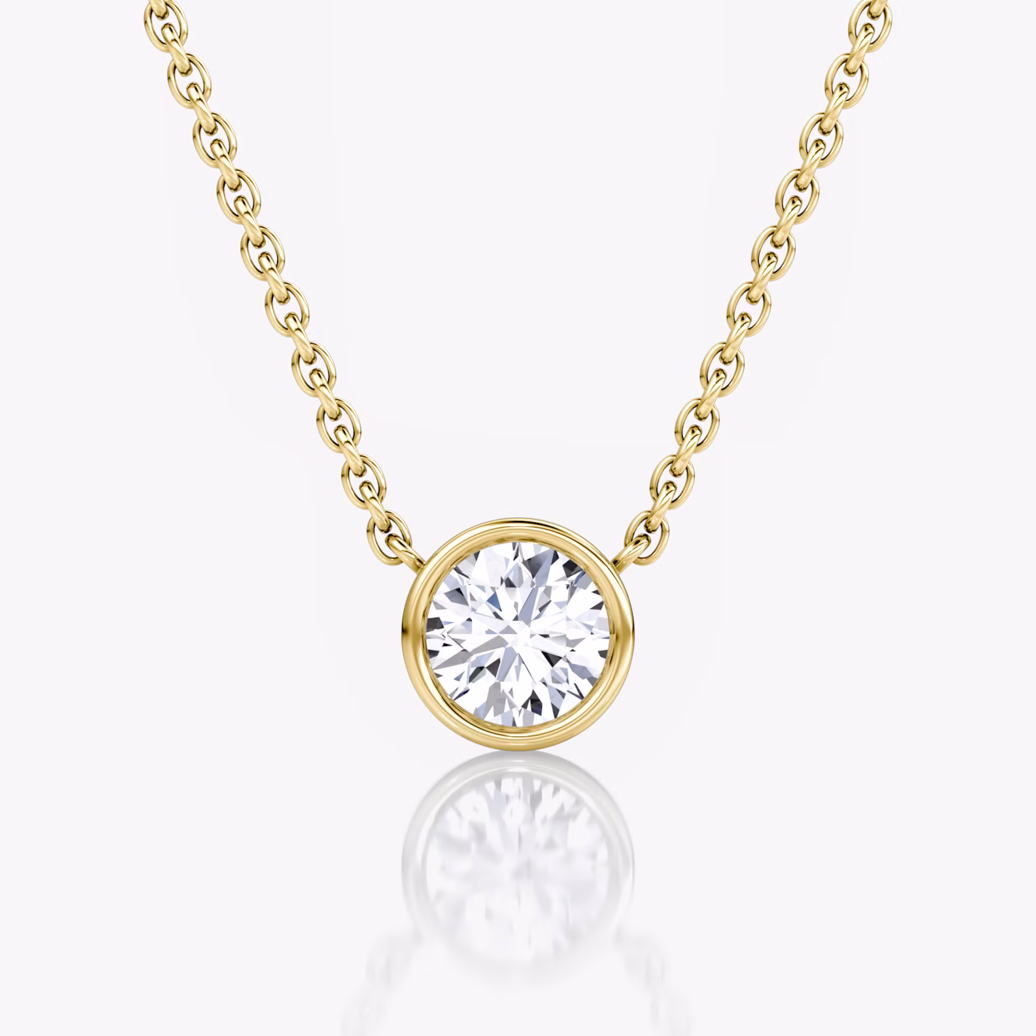 Bezel Solitaire Necklace Round Brilliant | Yellow Gold