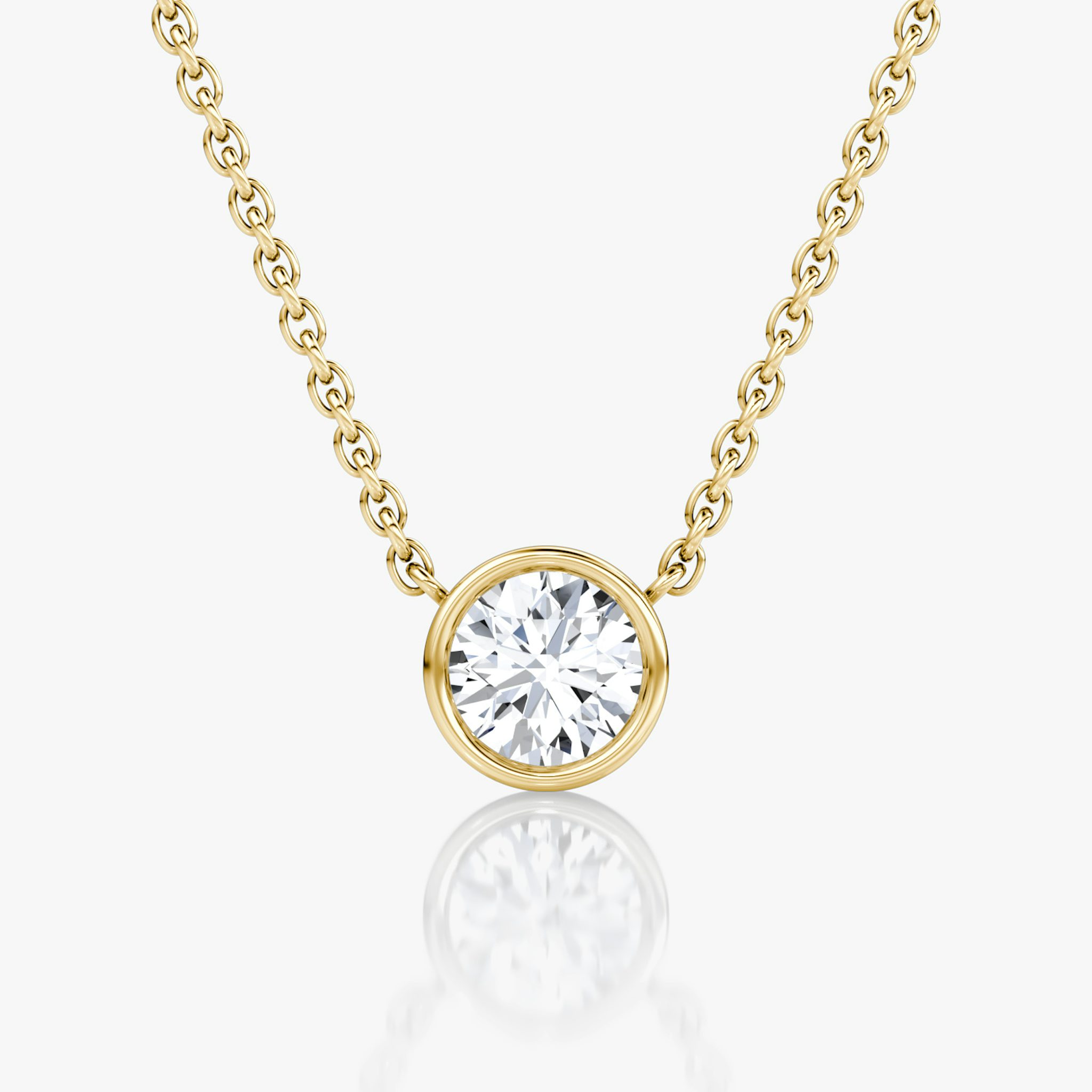 Bezel Solitaire Necklace | Round Brilliant | 14k | Yellow Gold | caratWeight: 0.50ct