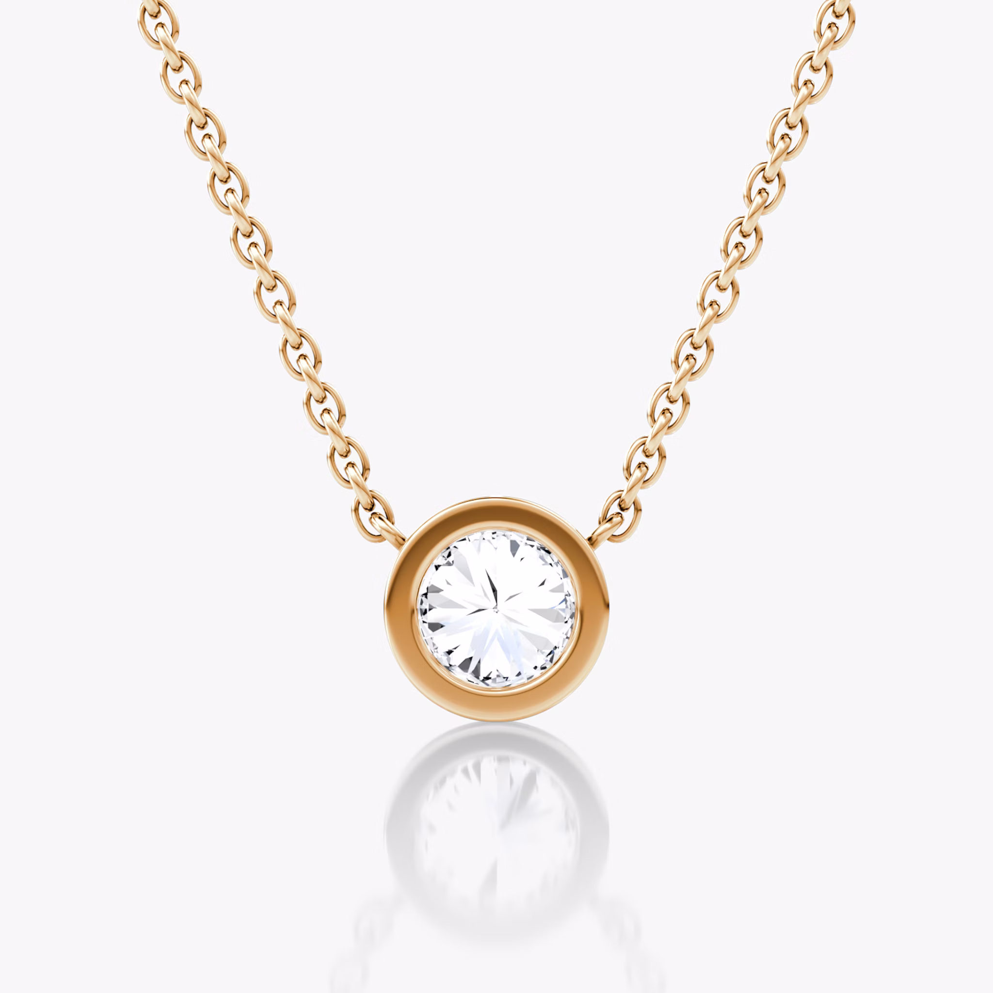 Bezel Solitaire Necklace | Round Brilliant | 14k | Rose Gold | caratWeight: 0.50ct
