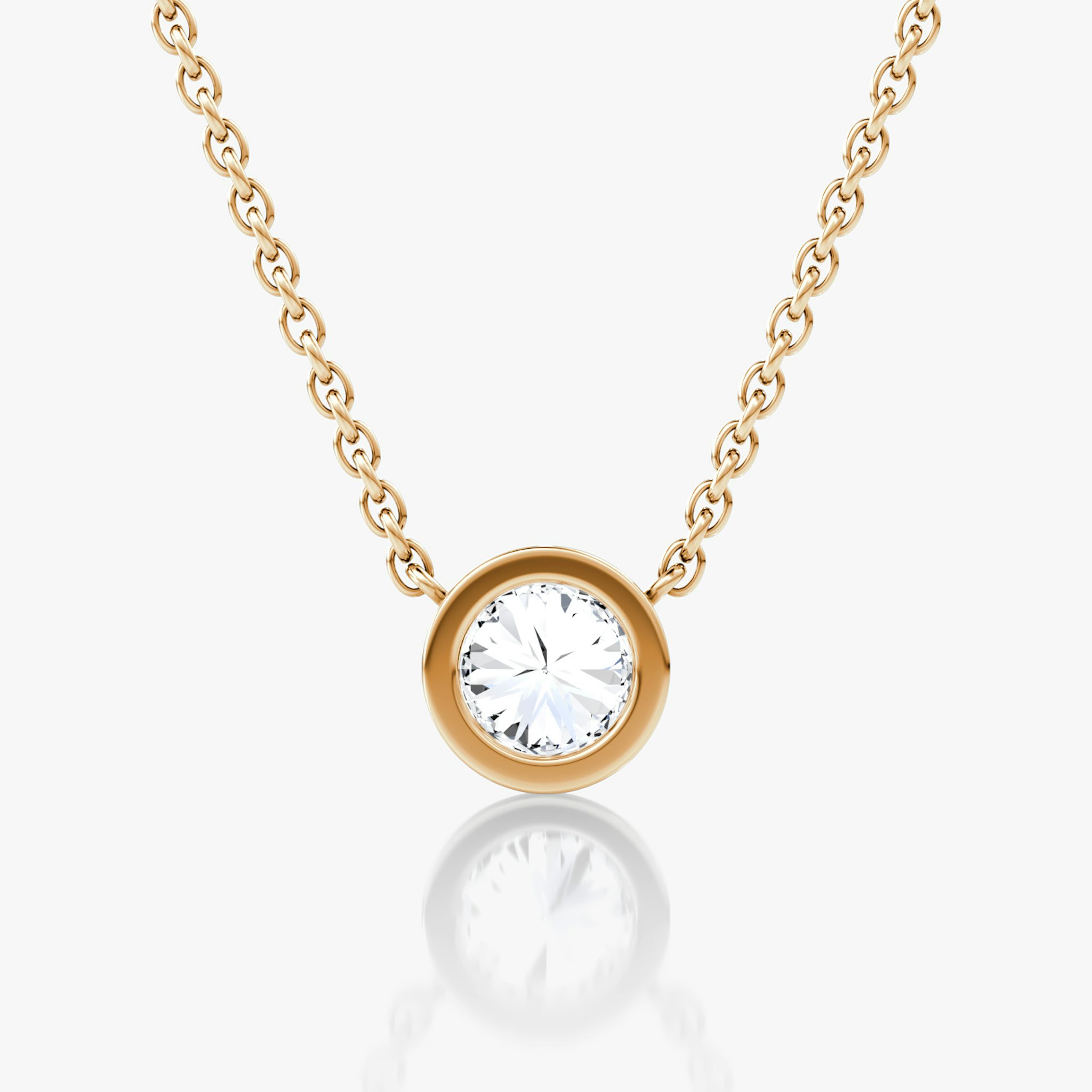 Bezel Solitaire Necklace | Round Brilliant | 14k | Rose Gold | caratWeight: 0.50ct