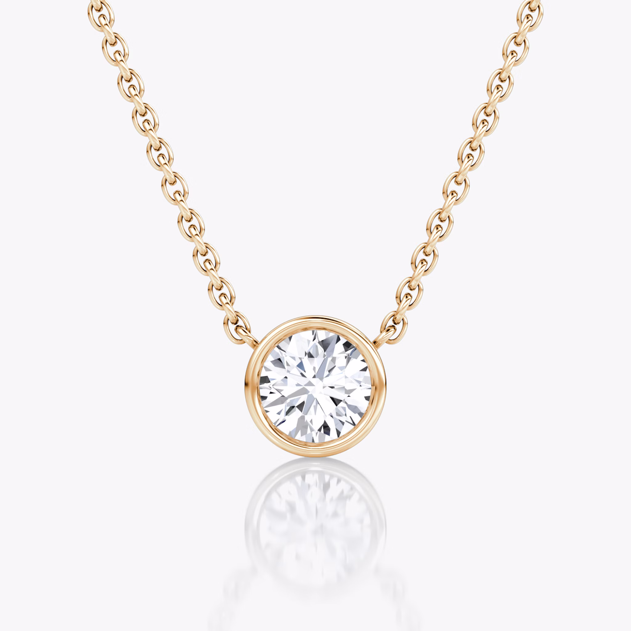 Bezel Solitaire Necklace | Round Brilliant | 14k | Rose Gold | caratWeight: 0.50ct