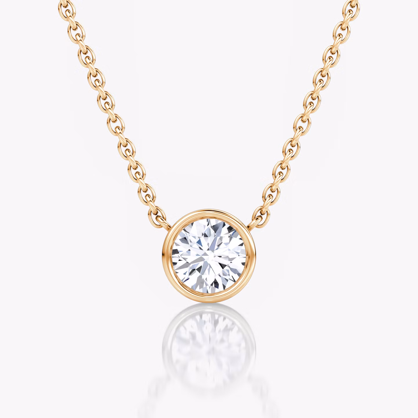 Bezel Solitaire Necklace Round Brilliant | Rose Gold