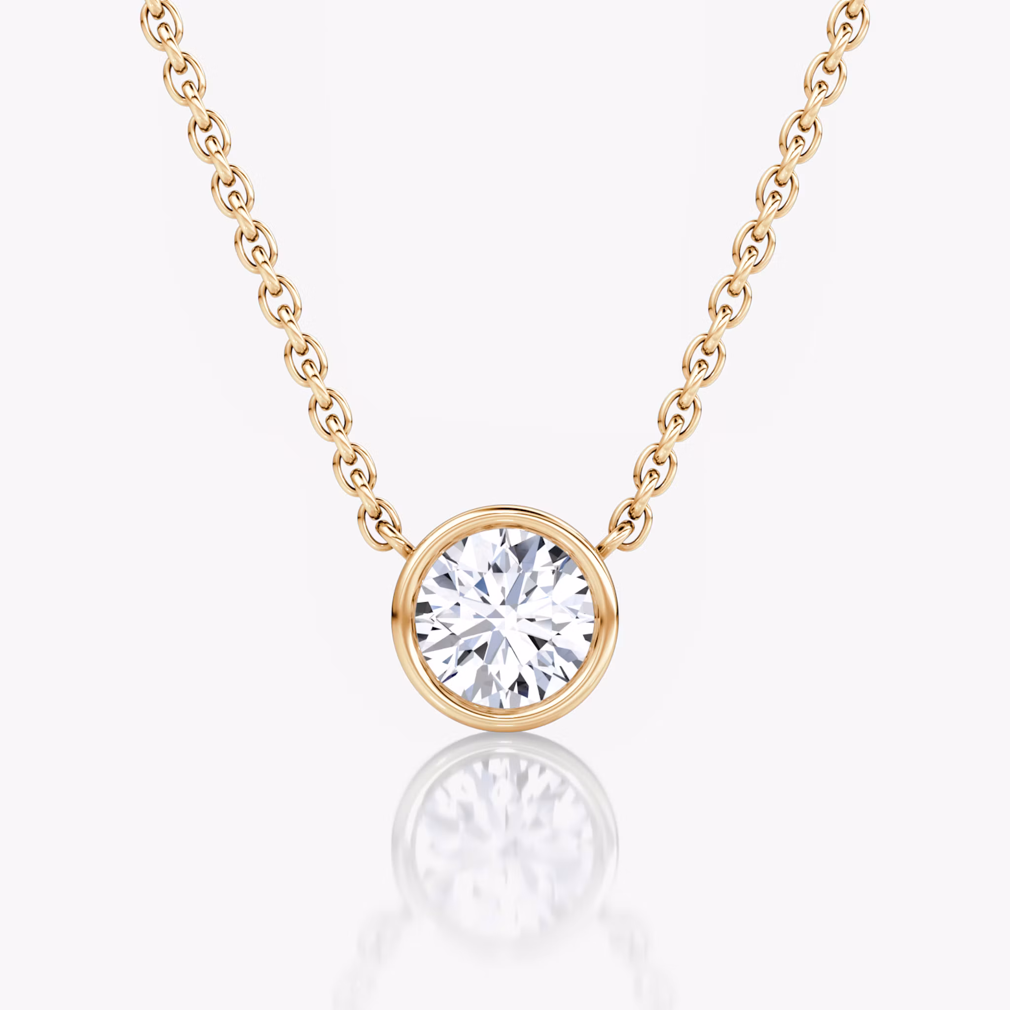 Bezel Solitaire Necklace Round Brilliant | Rose Gold