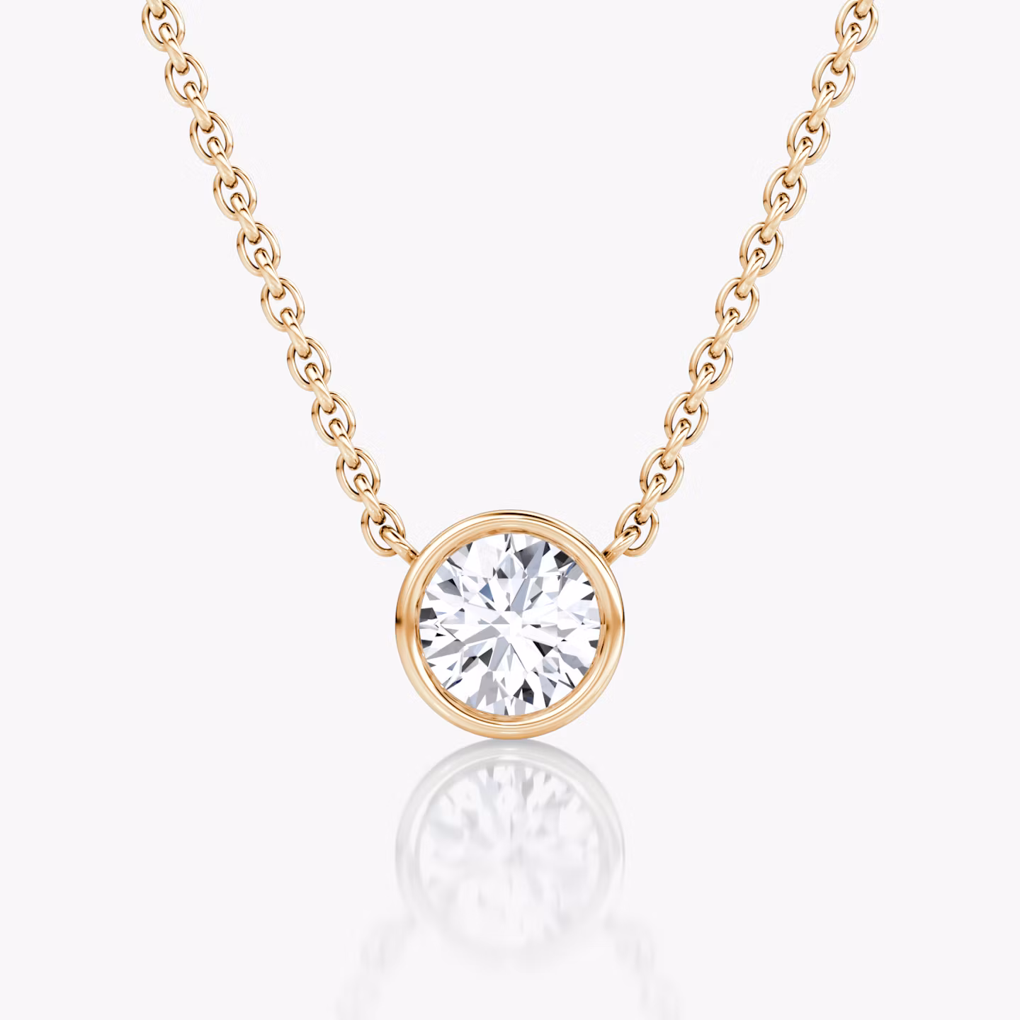 Bezel Solitaire Necklace | Round Brilliant | 14k | Rose Gold | caratWeight: 0.50ct