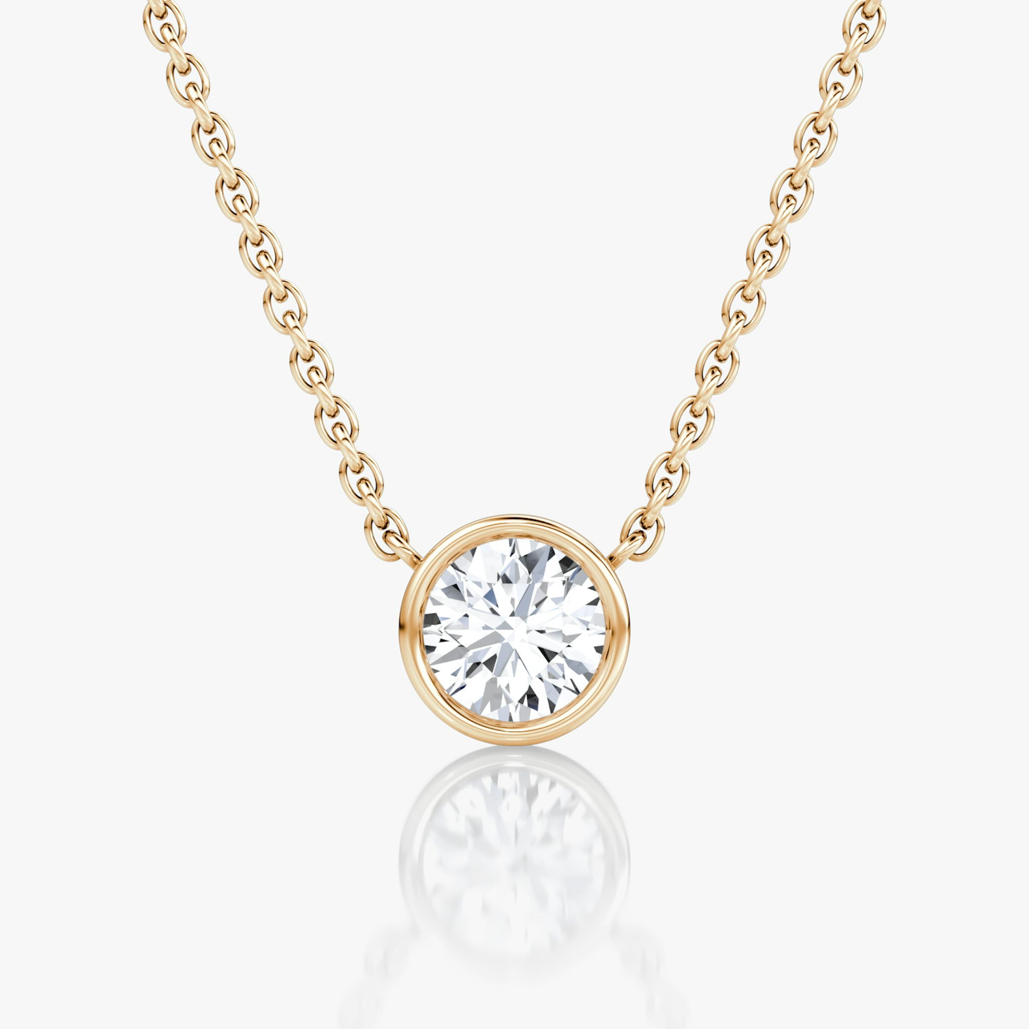 Bezel Solitaire Necklace | Round Brilliant | 14k | Rose Gold | caratWeight: 0.50ct