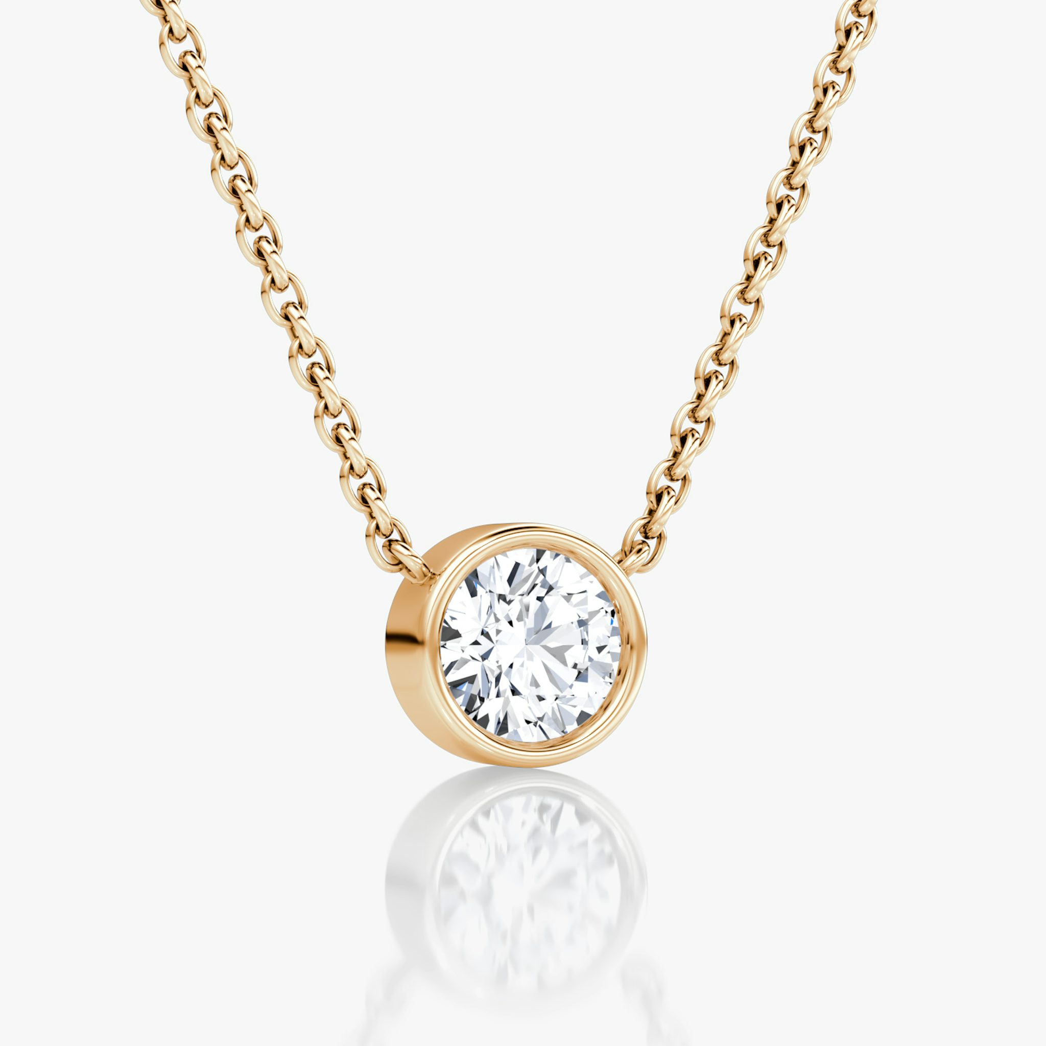Bezel Solitaire Necklace | Round Brilliant | 14k | Rose Gold | caratWeight: 0.50ct