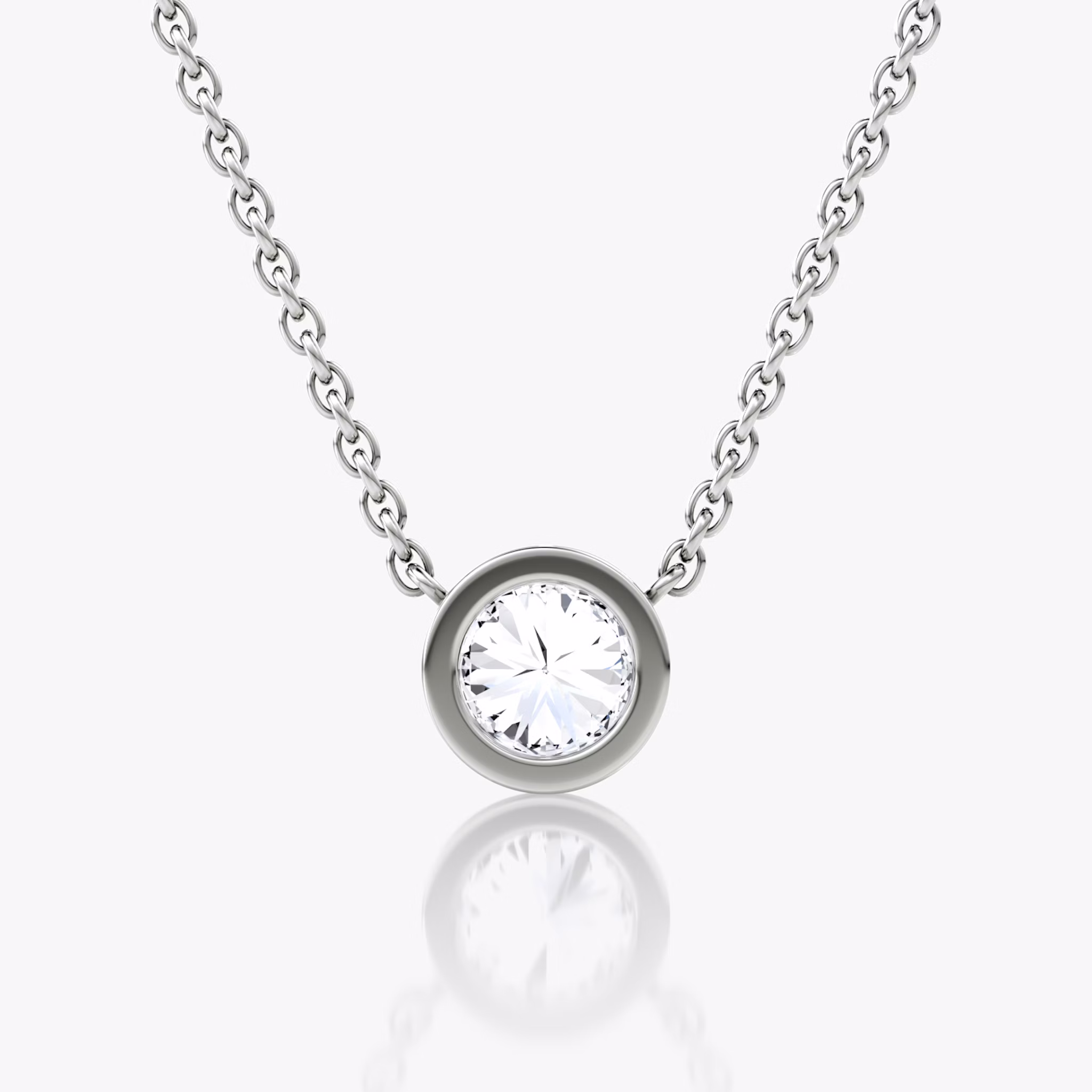 Bezel Solitaire Necklace | Round Brilliant | 14k | White Gold | caratWeight: 0.50ct