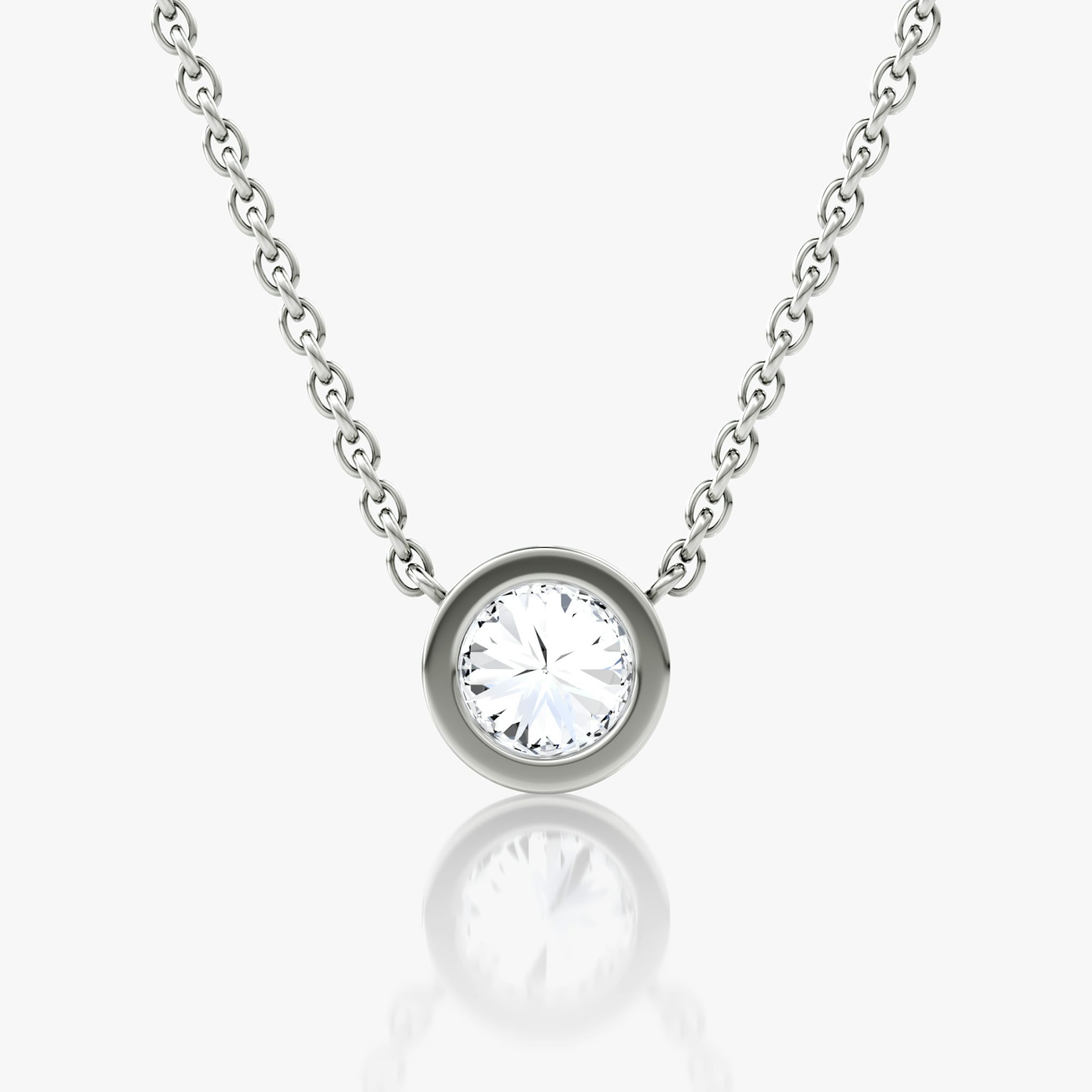 Bezel Solitaire Necklace | Round Brilliant | 14k | White Gold | caratWeight: 0.50ct