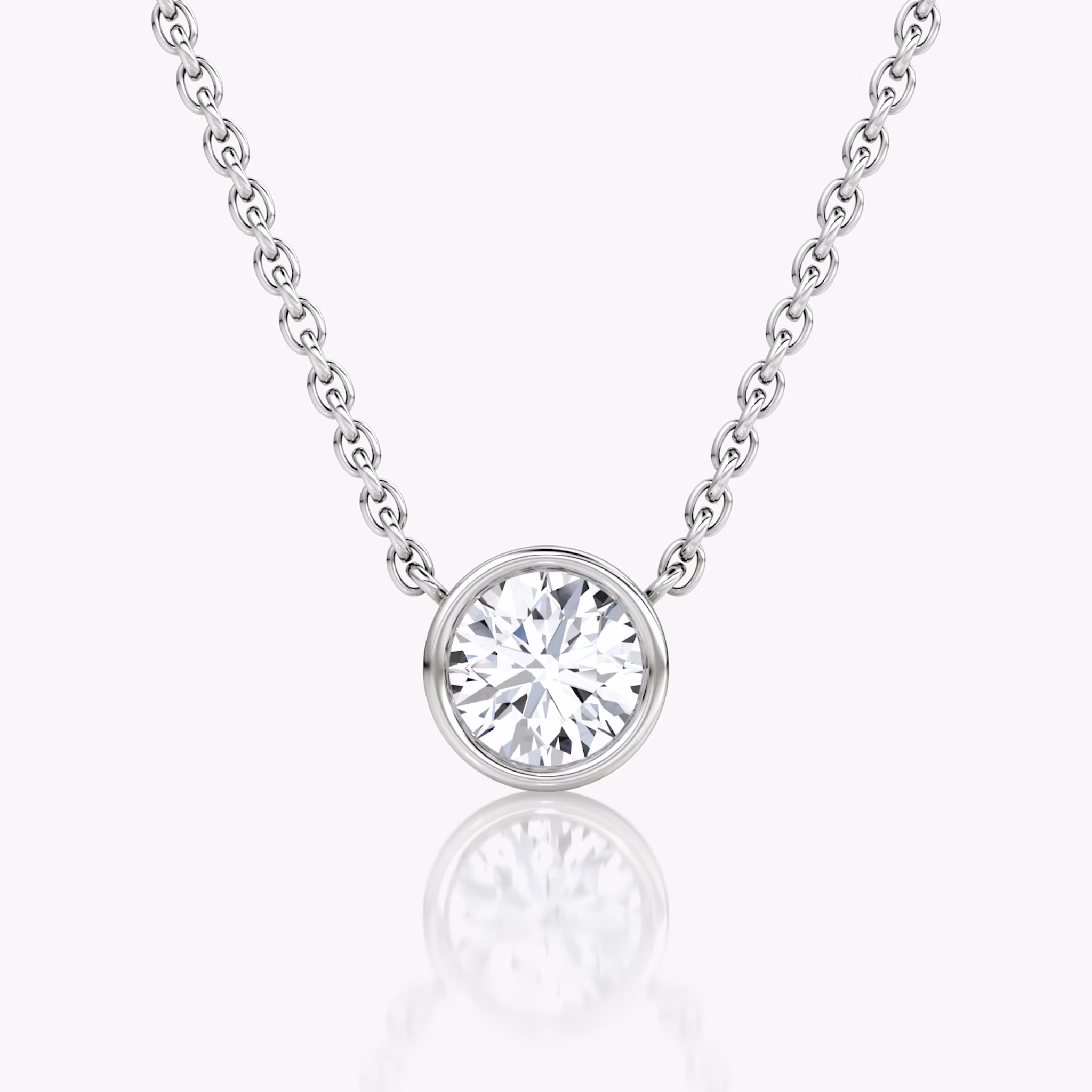 Bezel Solitaire Necklace | Round Brilliant | 14k | White Gold | caratWeight: 0.50ct