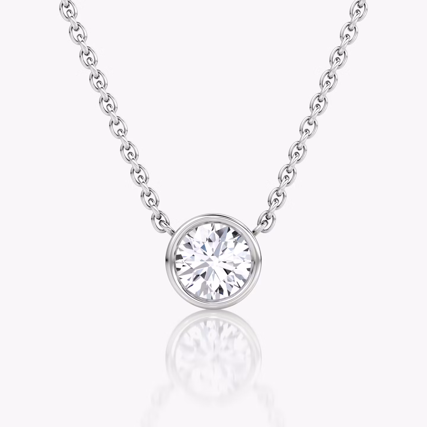 Bezel Solitaire Necklace | Round Brilliant | 14k | White Gold | caratWeight: 0.50ct