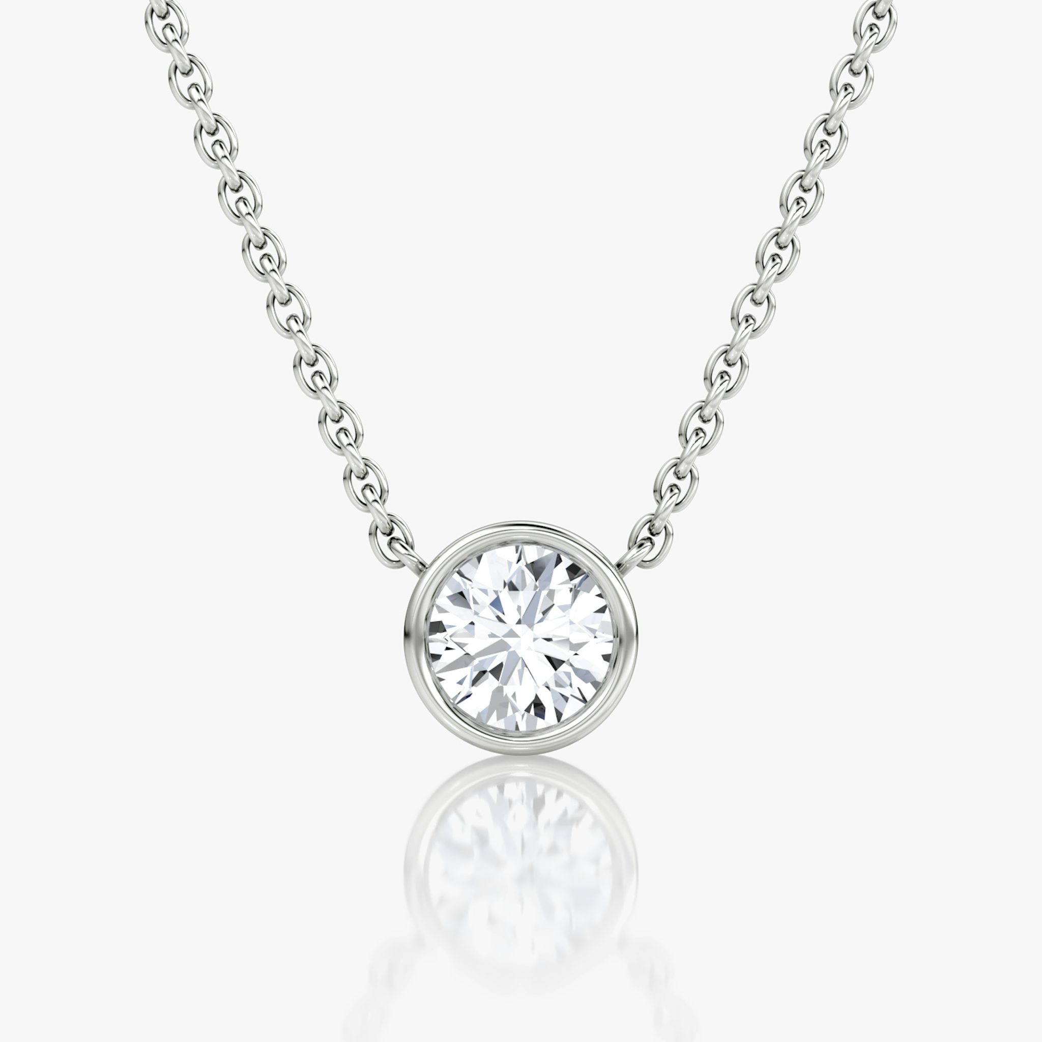 Bezel Solitaire Necklace | Round Brilliant | 14k | White Gold | caratWeight: 0.50ct