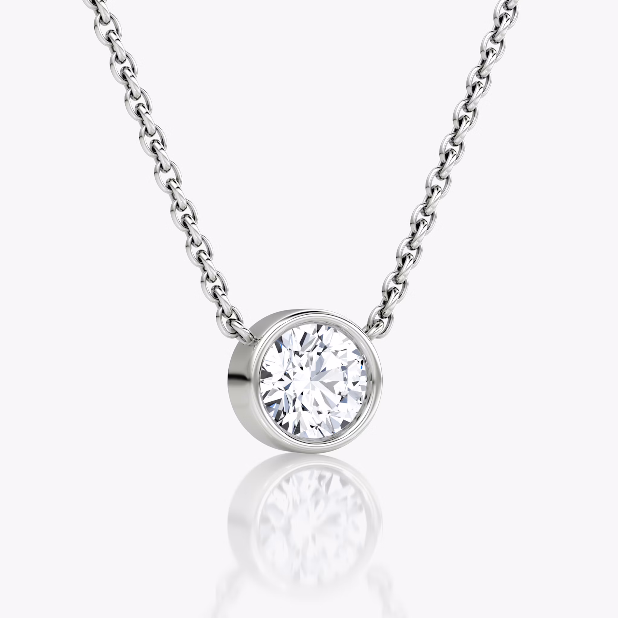 Bezel Solitaire Necklace | Round Brilliant | 14k | White Gold | caratWeight: 0.50ct
