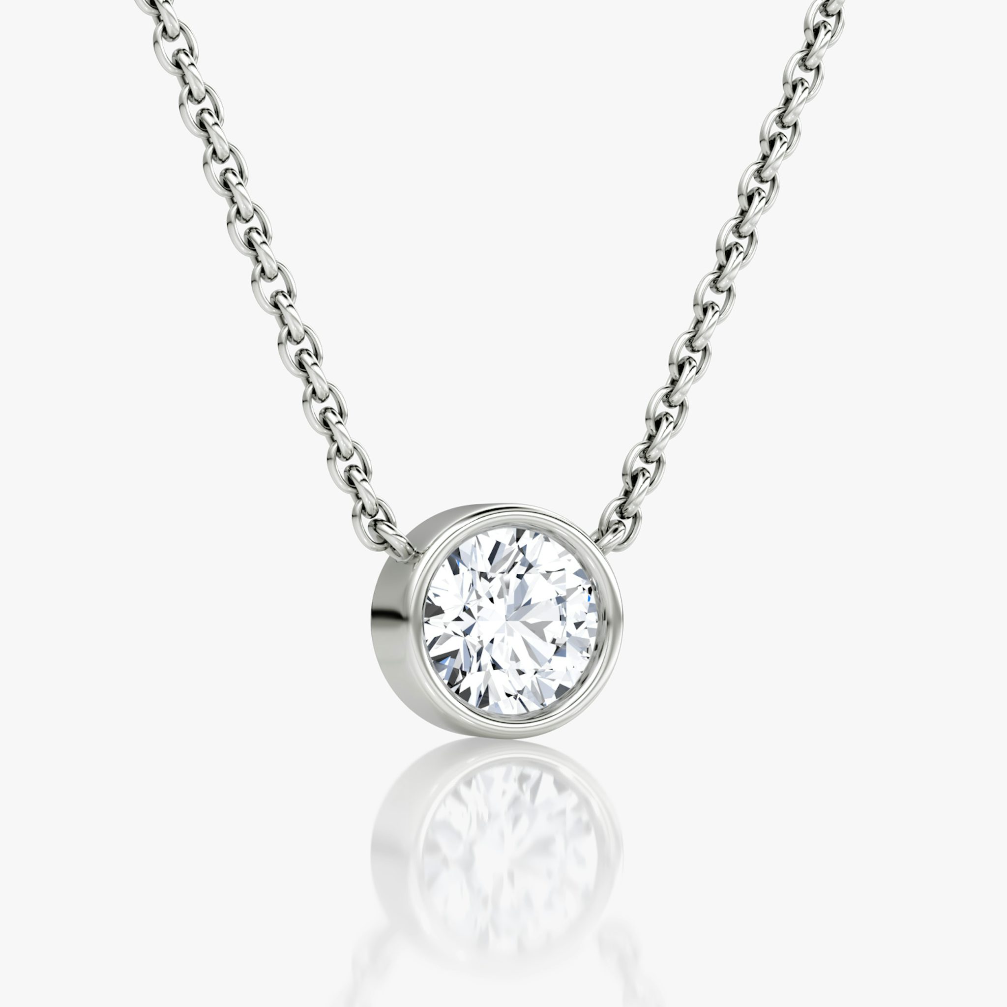 Bezel Solitaire Necklace | Round Brilliant | 14k | White Gold | caratWeight: 0.50ct