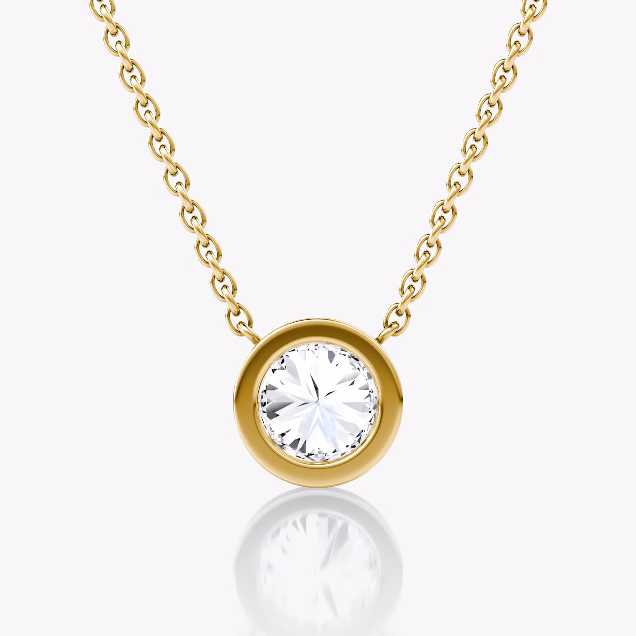 Bezel Solitaire Necklace | Round Brilliant | 14k | Yellow Gold | caratWeight: 0.75ct