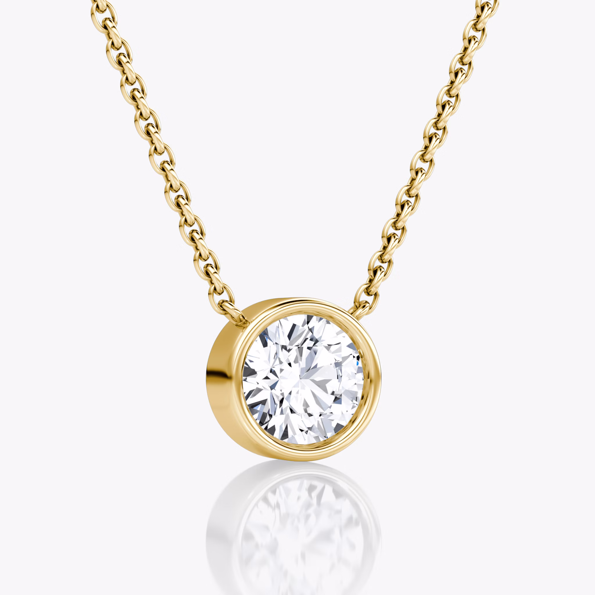 Bezel Solitaire Necklace | Round Brilliant | 14k | Yellow Gold | caratWeight: 0.75ct