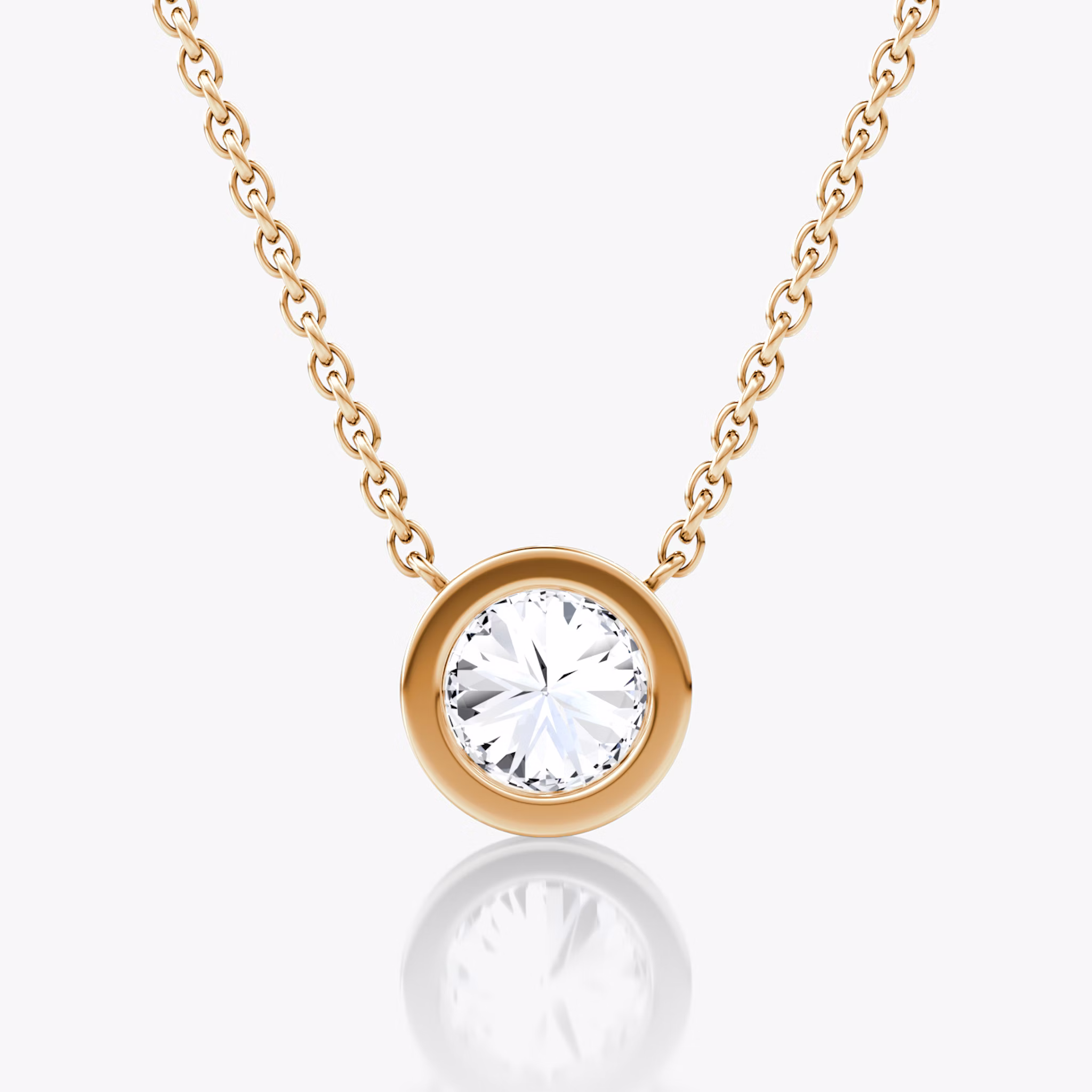Bezel Solitaire Necklace | Round Brilliant | 14k | Rose Gold | caratWeight: 0.75ct
