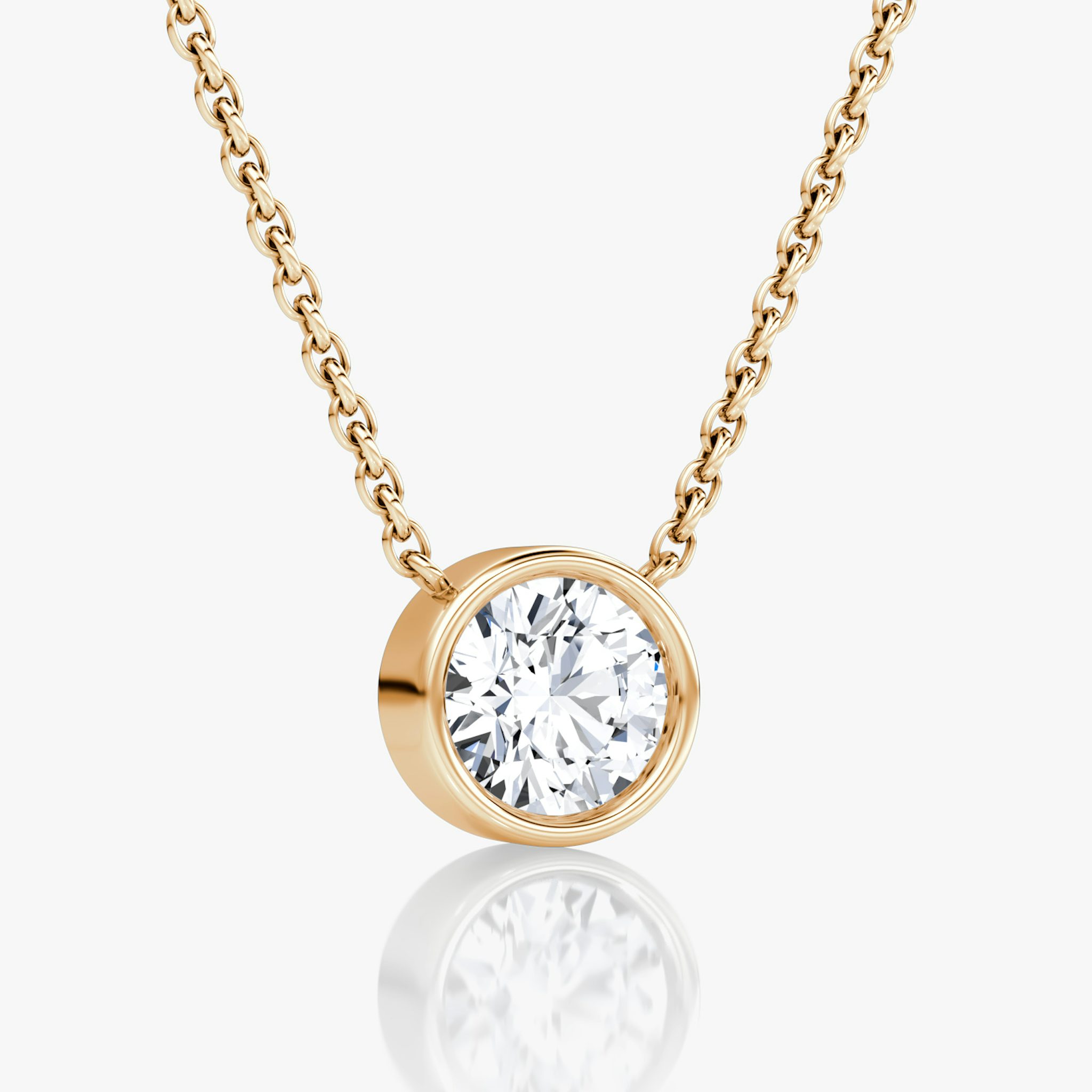 Bezel Solitaire Necklace | Round Brilliant | 14k | Rose Gold | caratWeight: 0.75ct