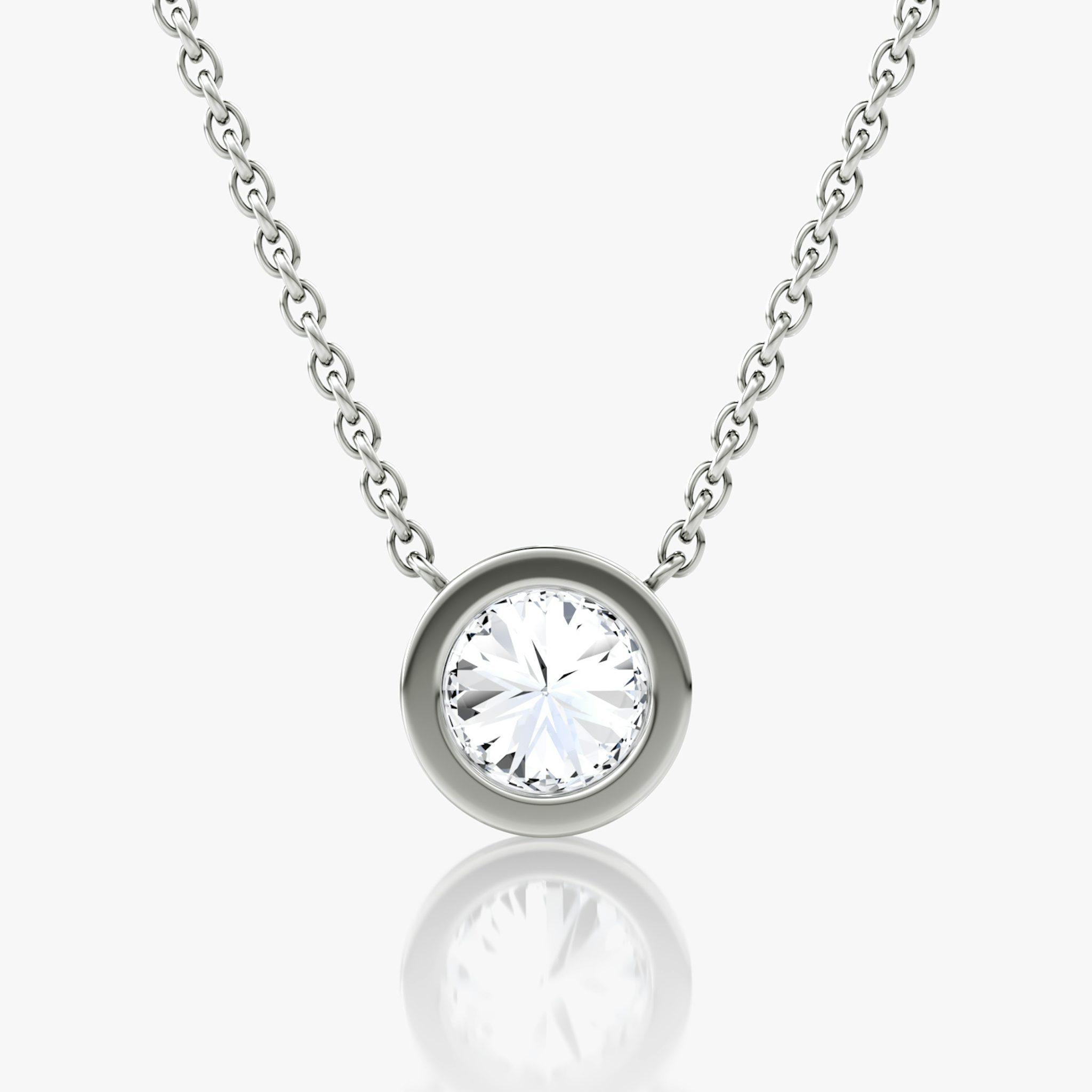 Bezel Solitaire Necklace | Round Brilliant | 14k | White Gold | caratWeight: 0.75ct