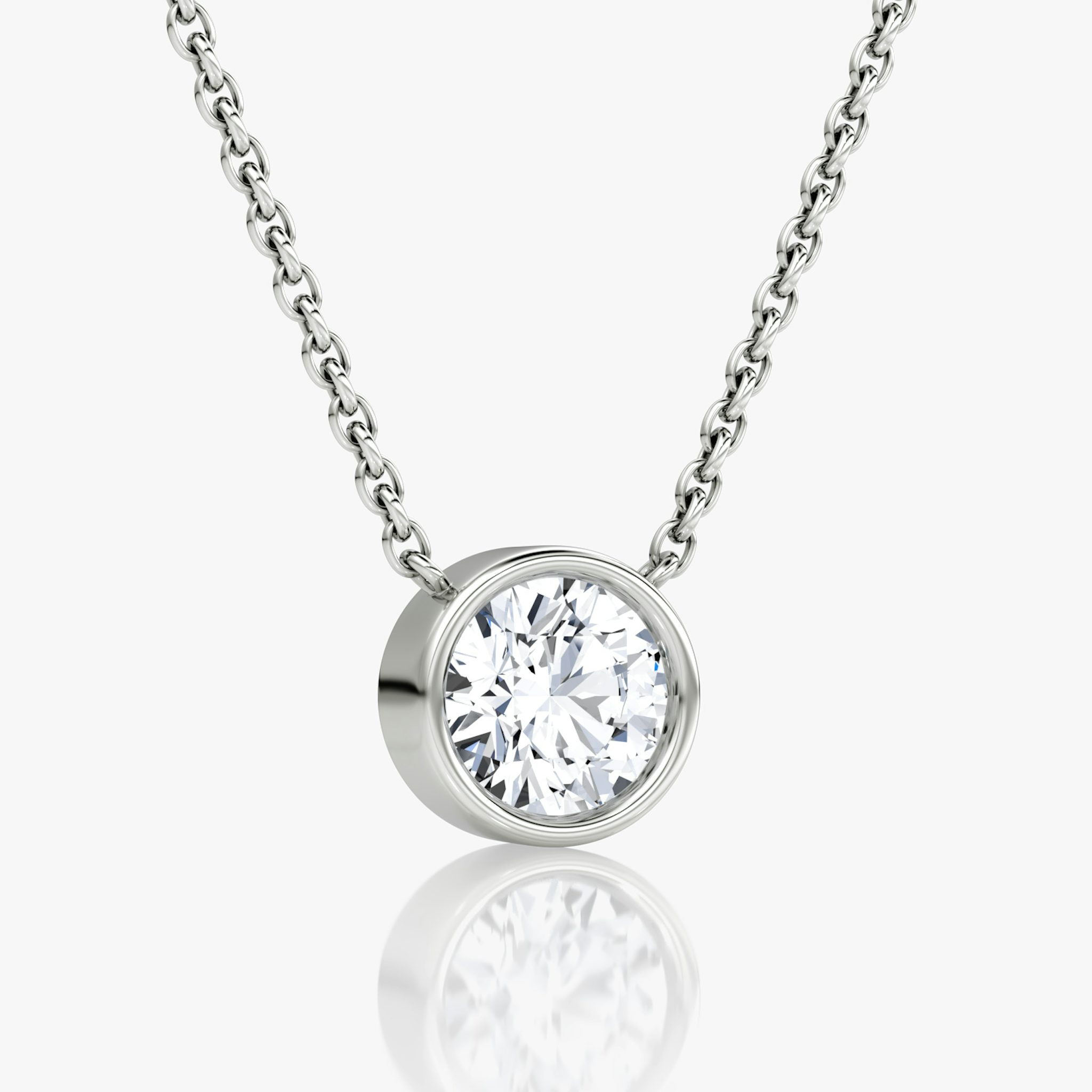 Bezel Solitaire Necklace | Round Brilliant | 14k | White Gold | caratWeight: 0.75ct