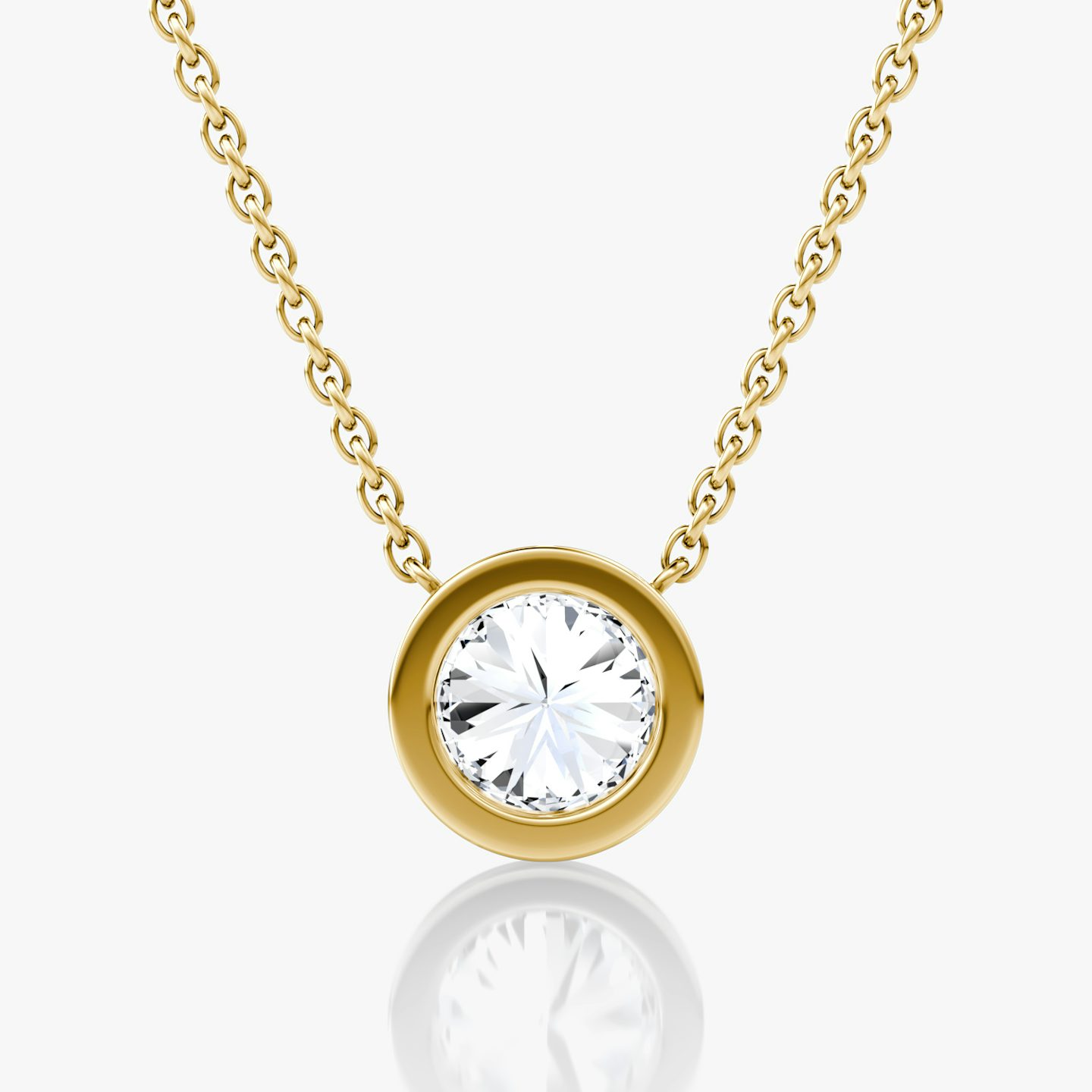 Bezel Solitaire Necklace | Round Brilliant | 14k | Yellow Gold | caratWeight: other