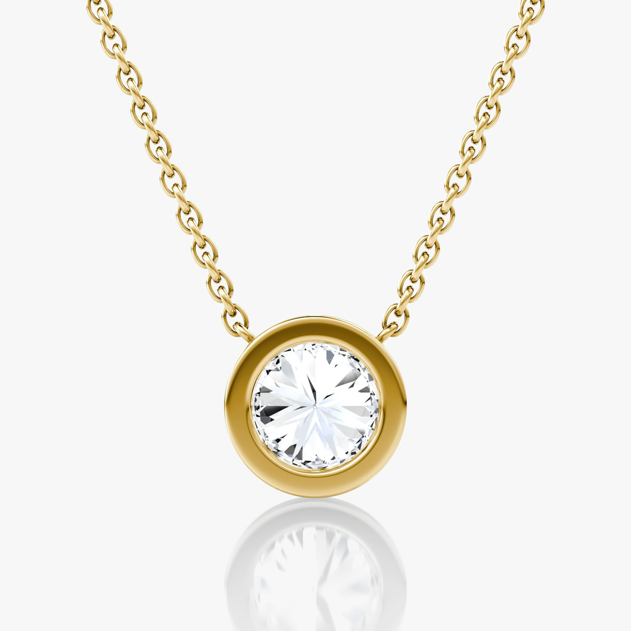 Bezel Solitaire Necklace | Round Brilliant | 14k | Yellow Gold | caratWeight: 1.0ct