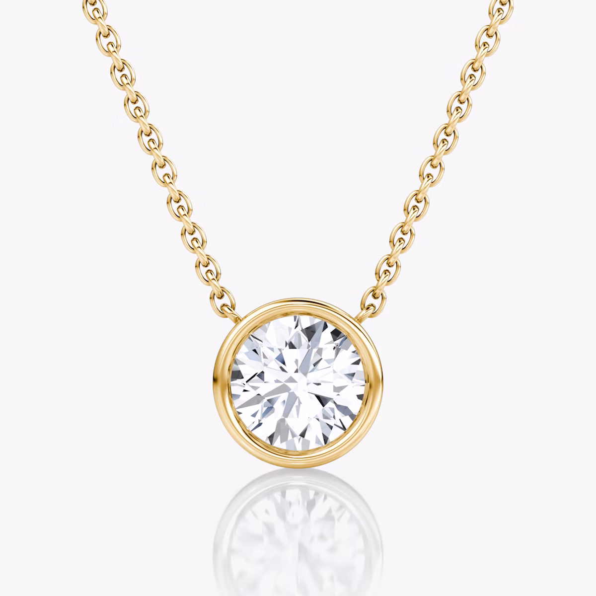 Bezel Solitaire Necklace | Round Brilliant | 14k | Yellow Gold | caratWeight: 1.0ct