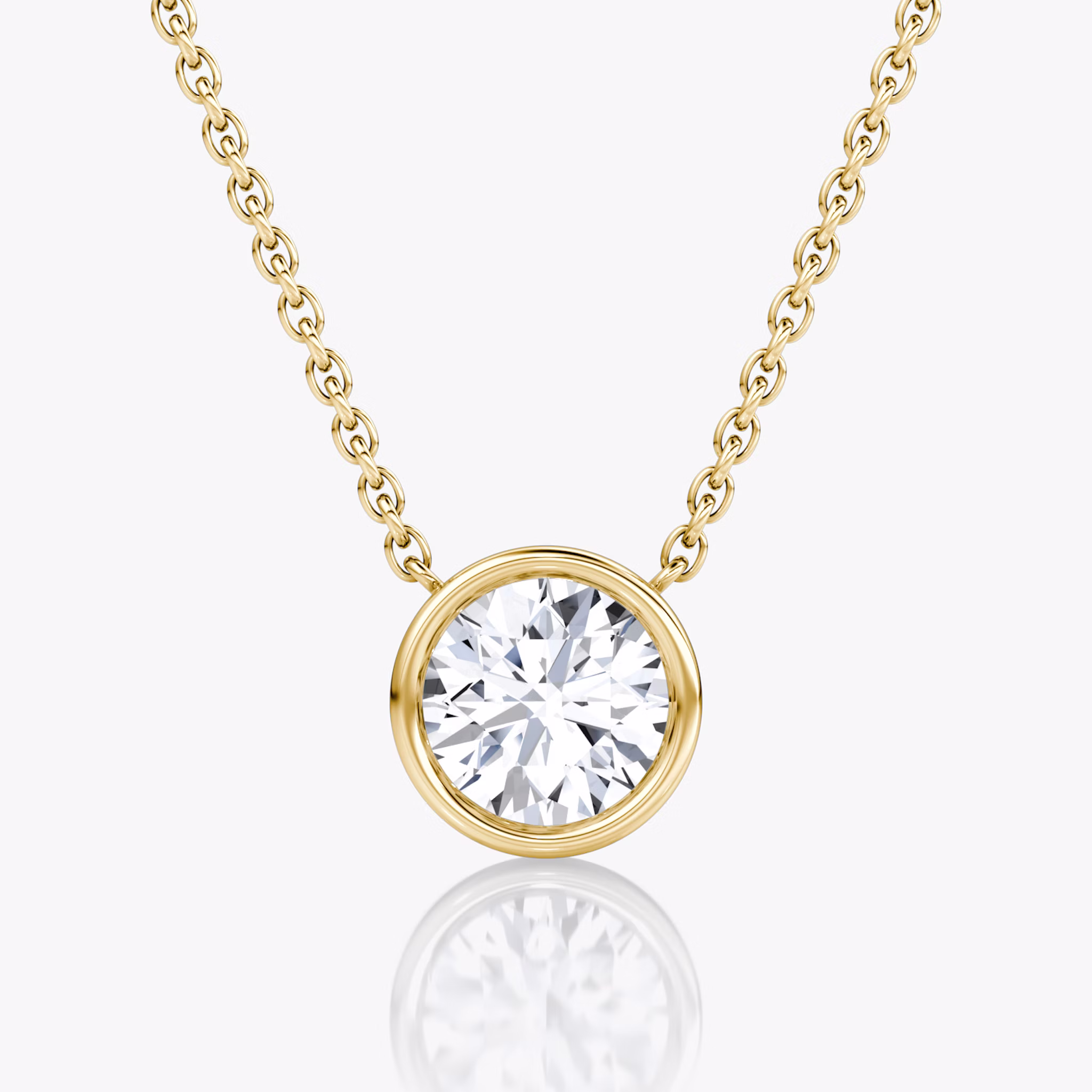 Bezel Solitaire Necklace | Round Brilliant | 14k | Yellow Gold | caratWeight: 1.0ct