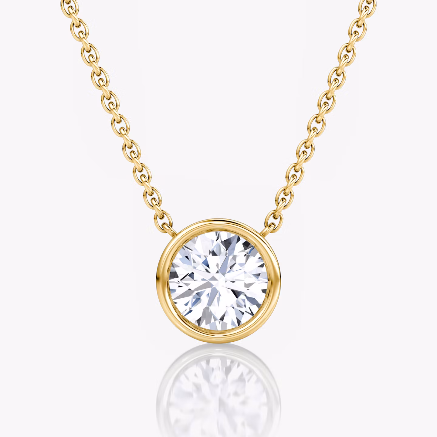 Bezel Solitaire Necklace Round Brilliant | Yellow Gold
