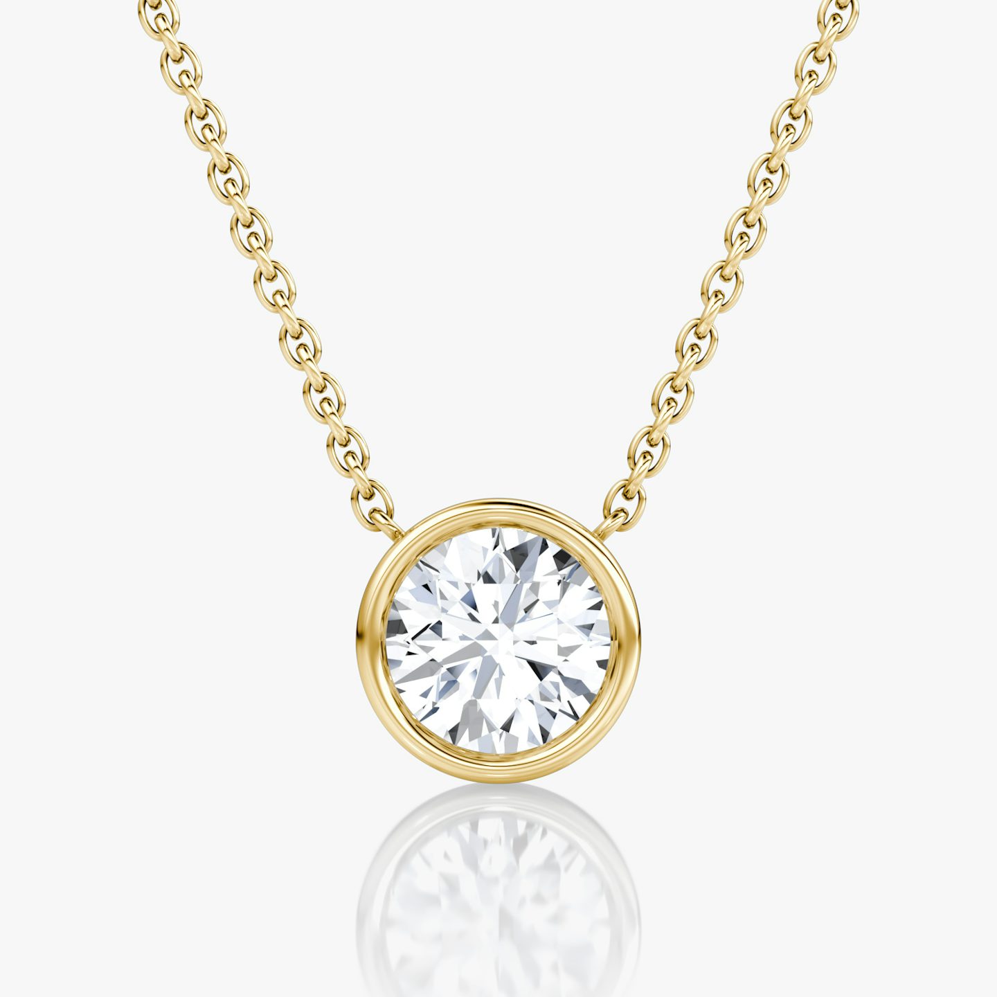 Bezel Solitaire Necklace | Round Brilliant | 14k | Yellow Gold | caratWeight: other