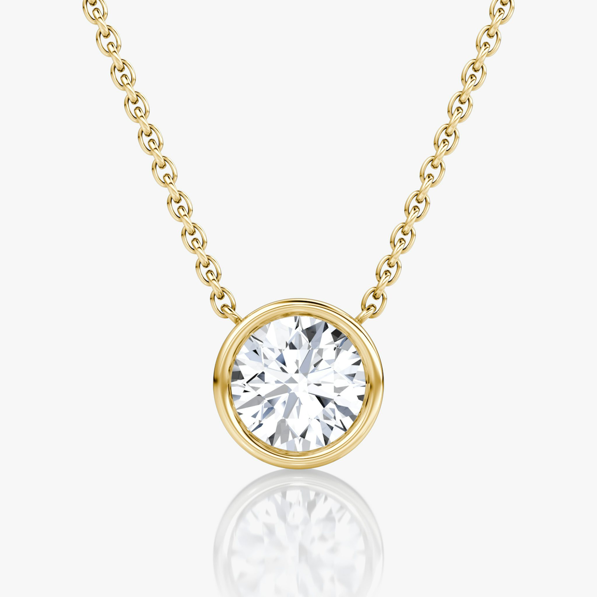 Bezel Solitaire Necklace | Round Brilliant | 14k | Yellow Gold | caratWeight: 1.0ct