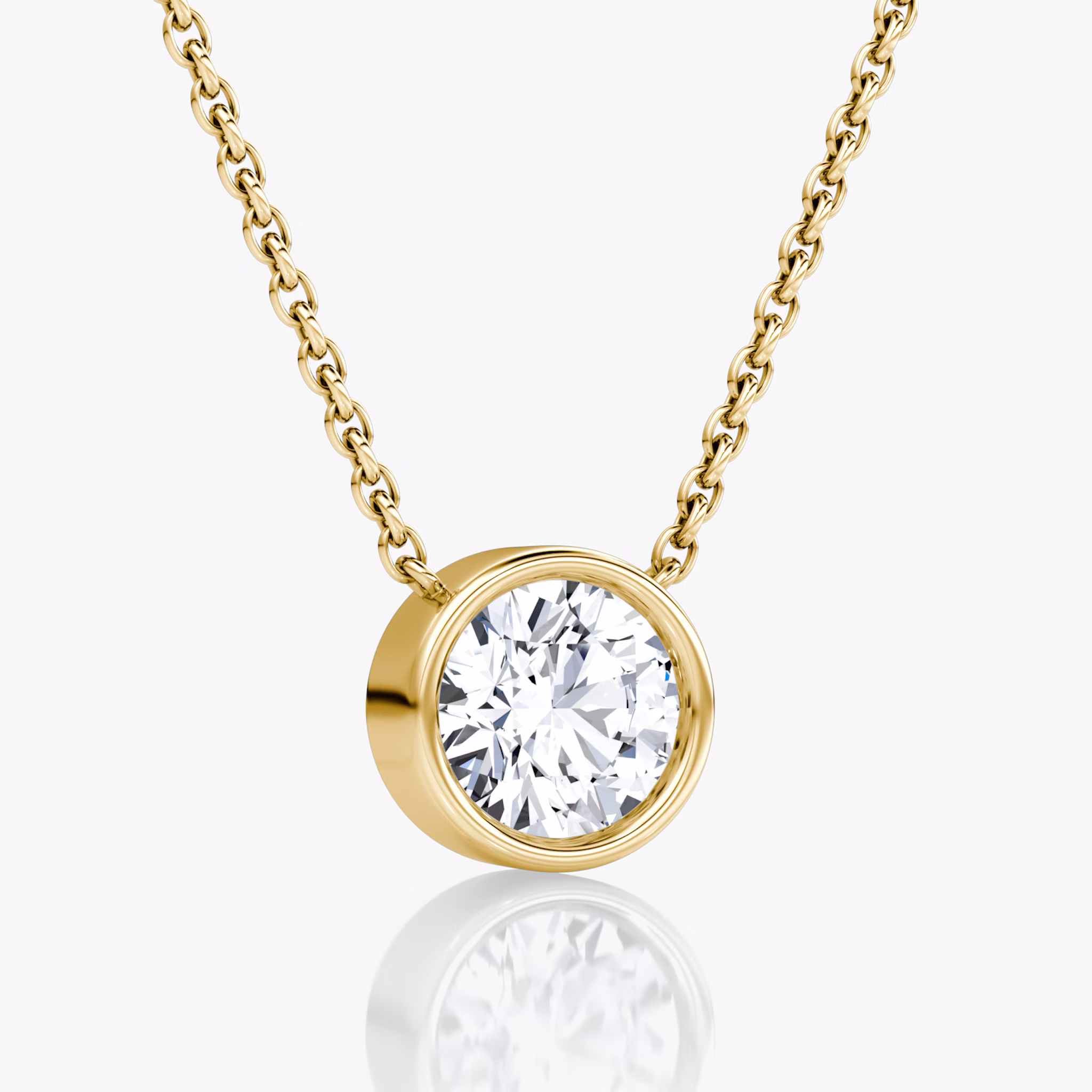 Bezel Solitaire Necklace | Round Brilliant | 14k | Yellow Gold | caratWeight: 1.0ct