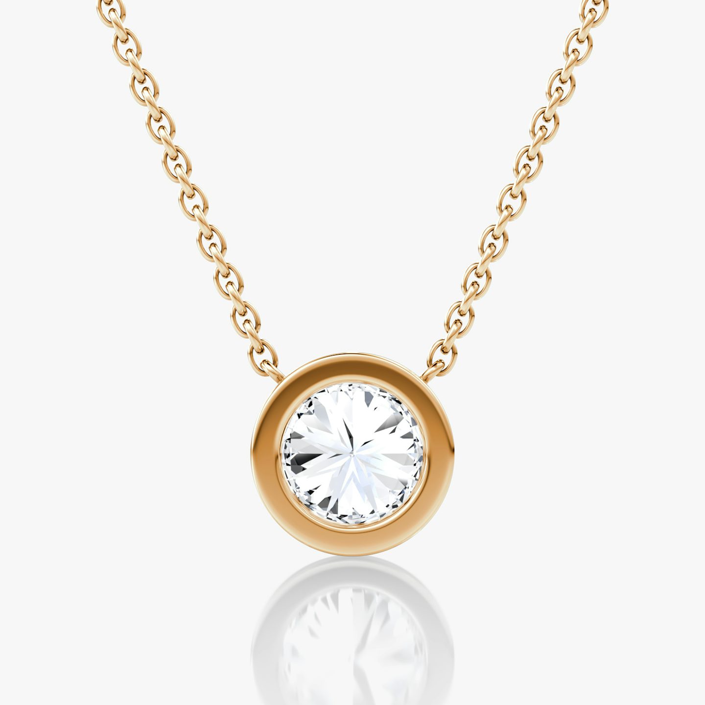 Bezel Solitaire Necklace | Round Brilliant | 14k | Rose Gold | caratWeight: 1.0ct