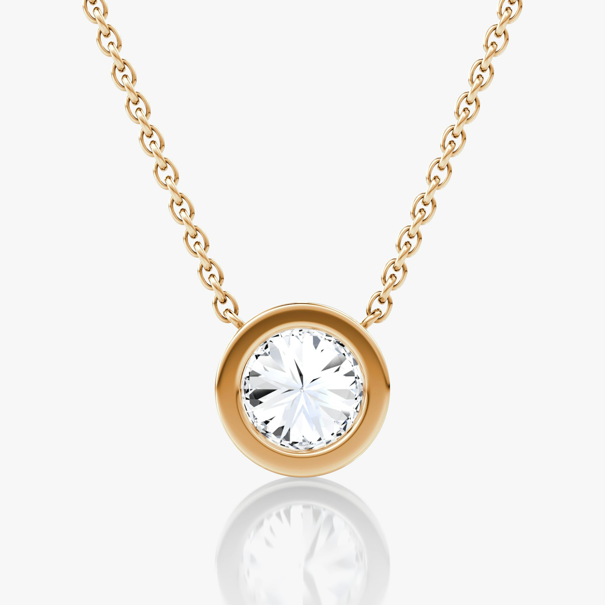 Bezel Solitaire Necklace | Round Brilliant | 14k | Rose Gold | caratWeight: other