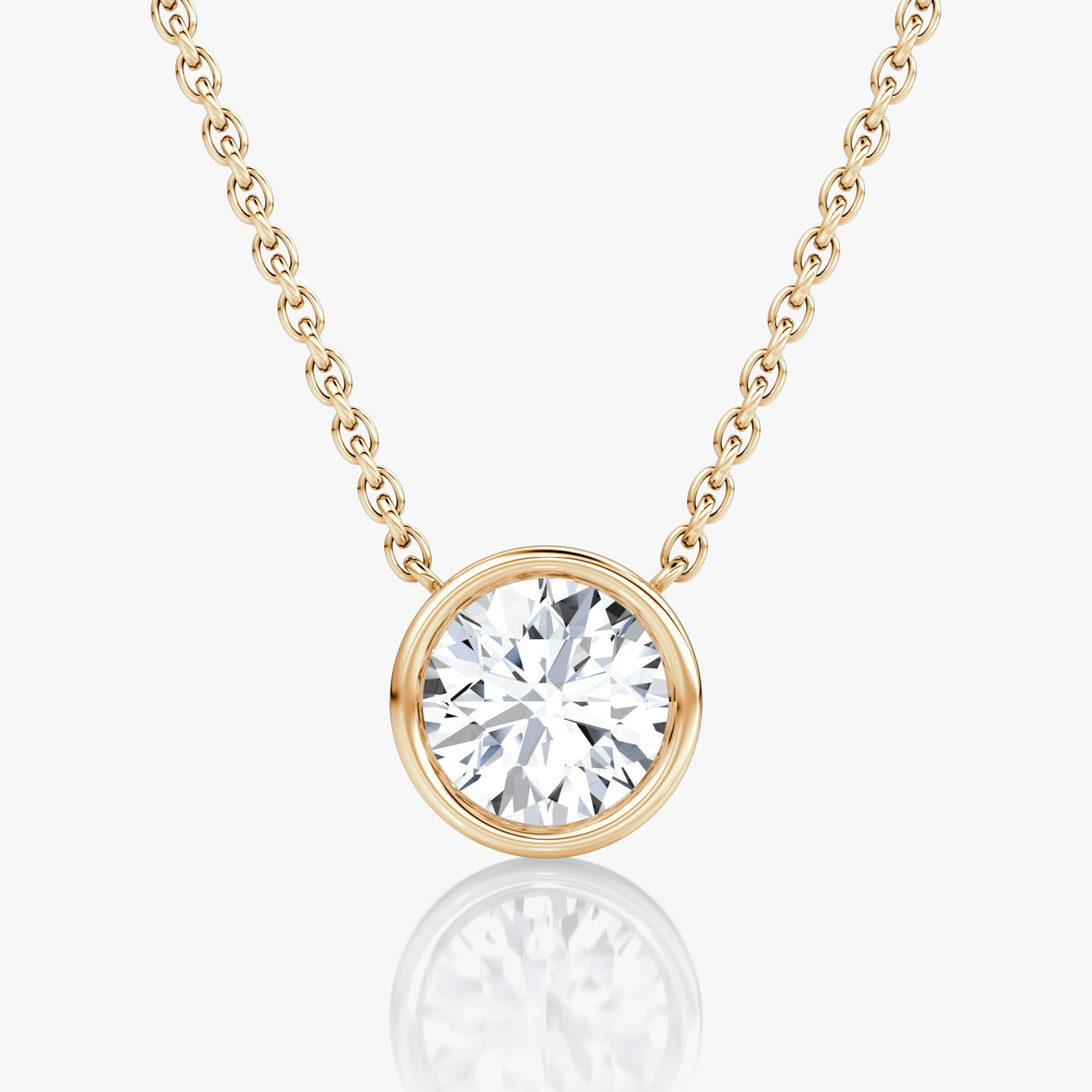 Bezel Solitaire Necklace | Round Brilliant | 14k | Rose Gold | caratWeight: other