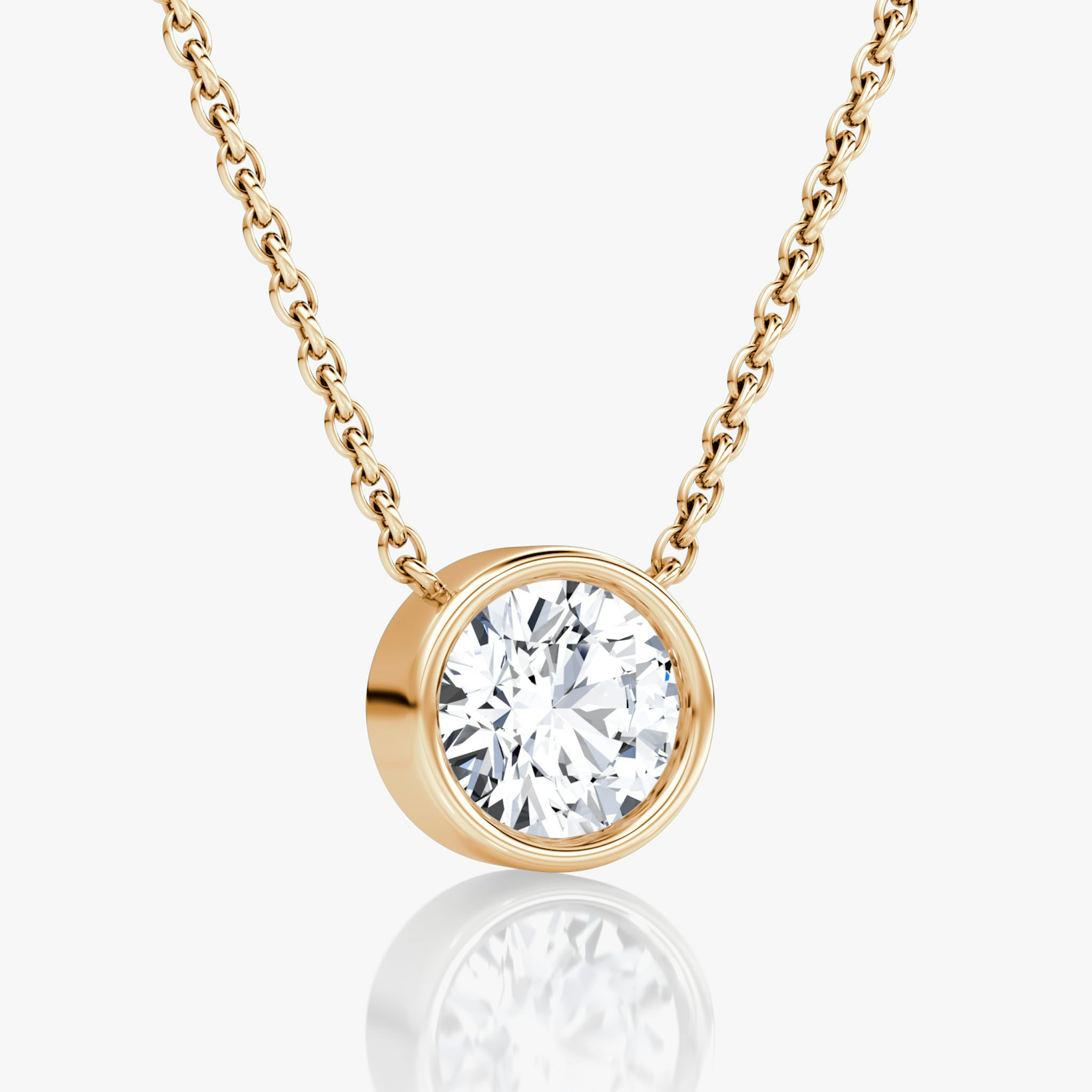 Bezel Solitaire Necklace | Round Brilliant | 14k | Rose Gold | caratWeight: other