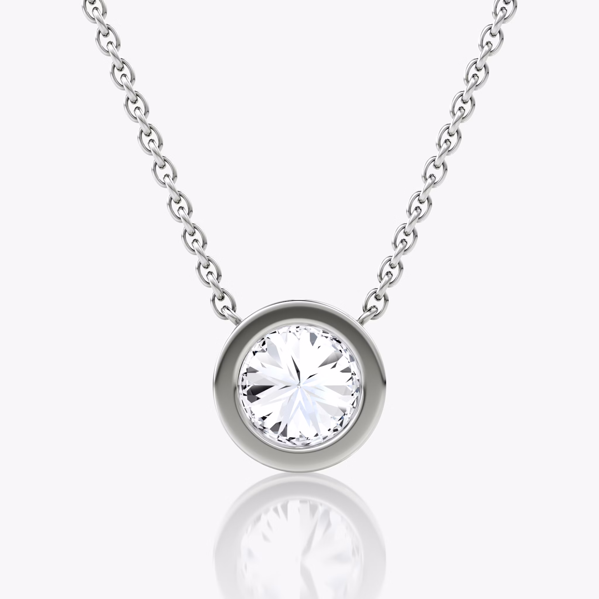 Bezel Solitaire Necklace | Round Brilliant | 14k | White Gold | caratWeight: other