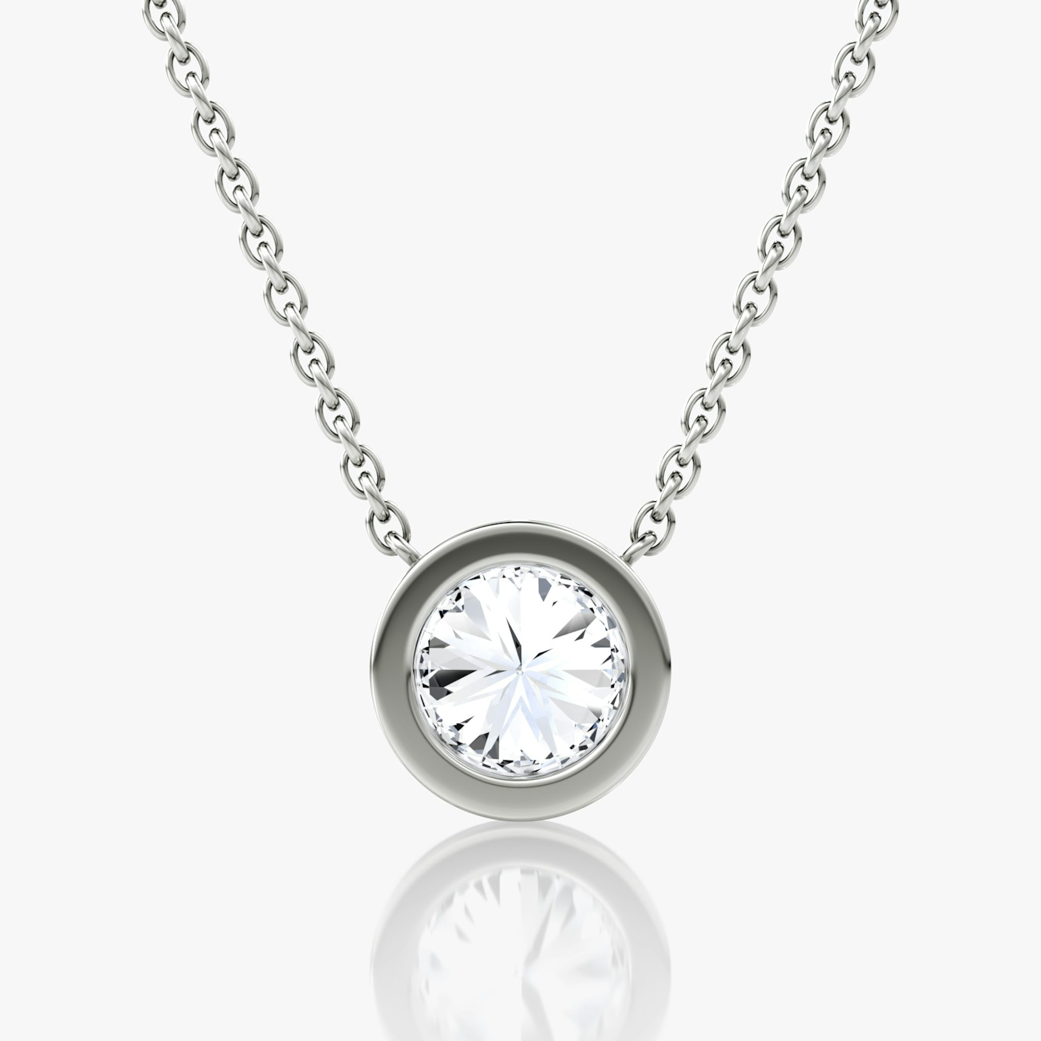 Bezel Solitaire Necklace | Round Brilliant | 14k | White Gold | caratWeight: other