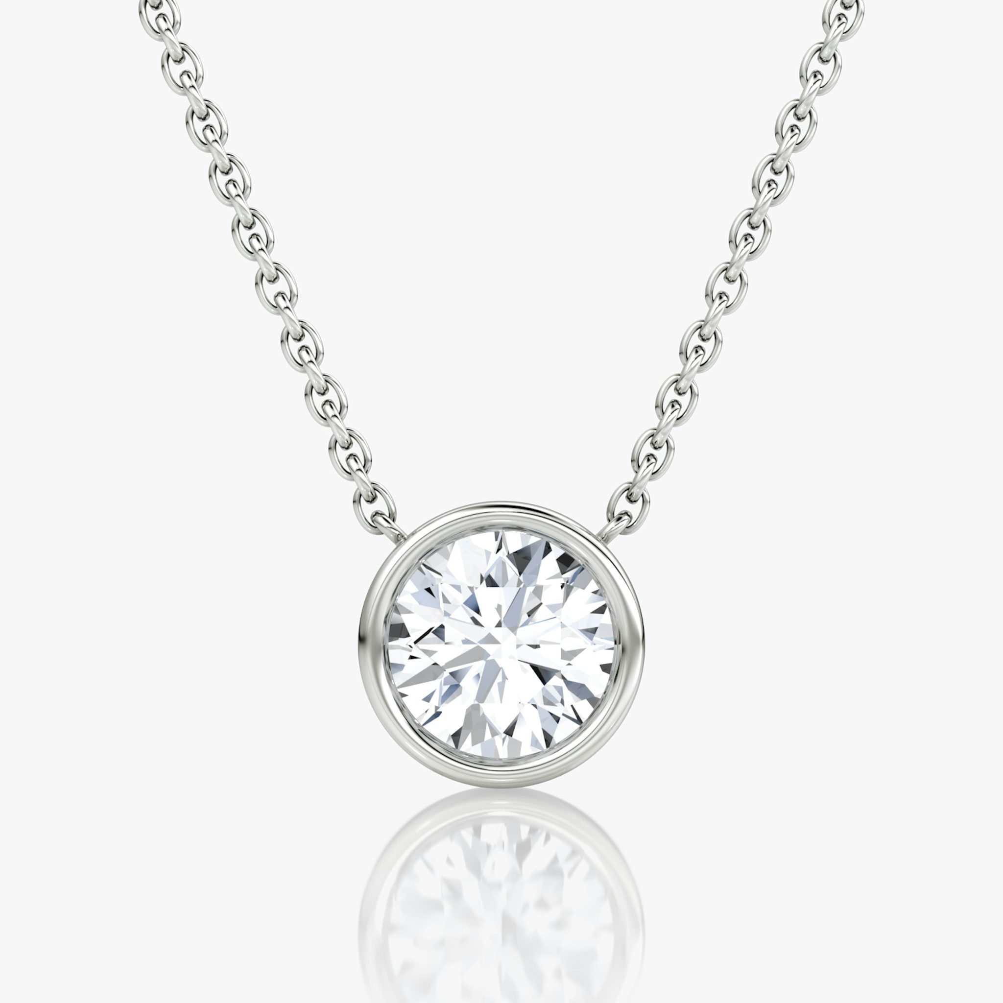 Bezel Solitaire Necklace | Round Brilliant | 14k | White Gold | caratWeight: other