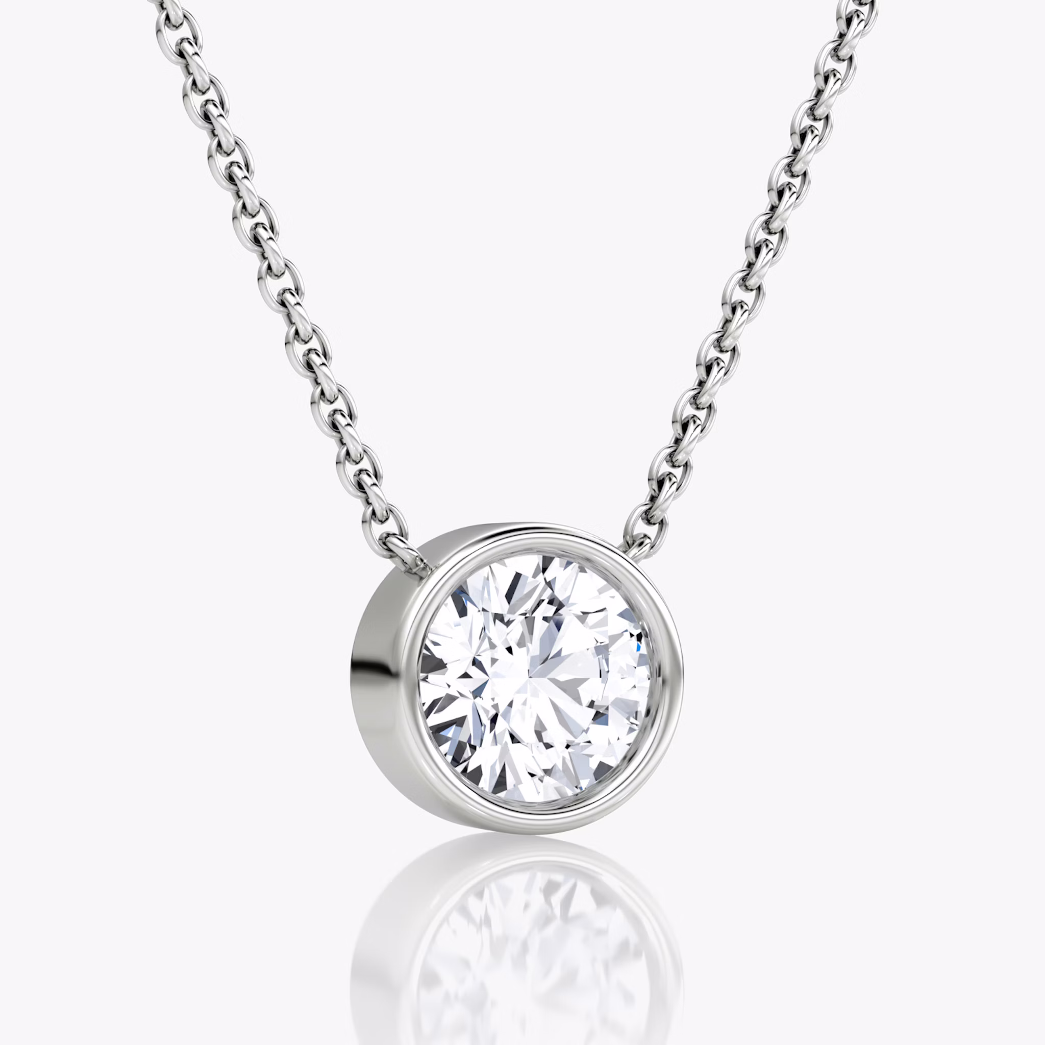 Bezel Solitaire Necklace | Round Brilliant | 14k | White Gold | caratWeight: other