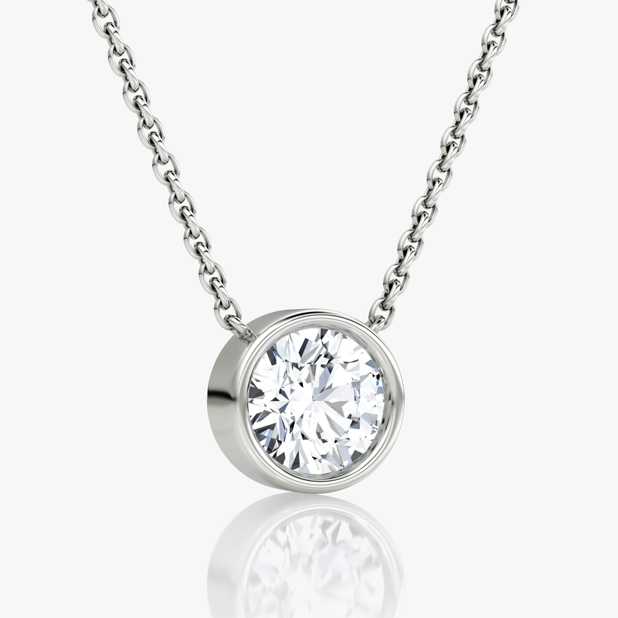 Bezel Solitaire Necklace | Round Brilliant | 14k | White Gold | caratWeight: other