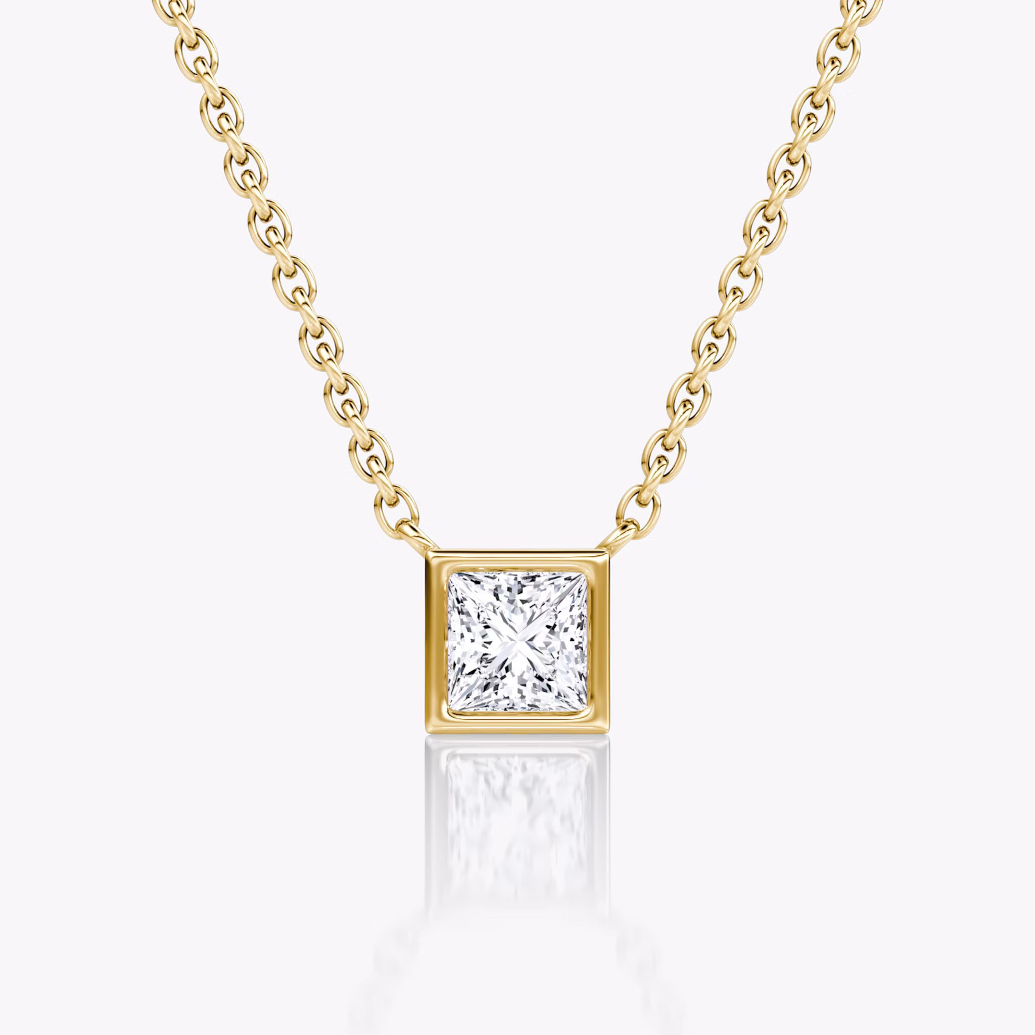 Bezel Solitaire Necklace | Princess | 14k | Yellow Gold | caratWeight: 0.25ct