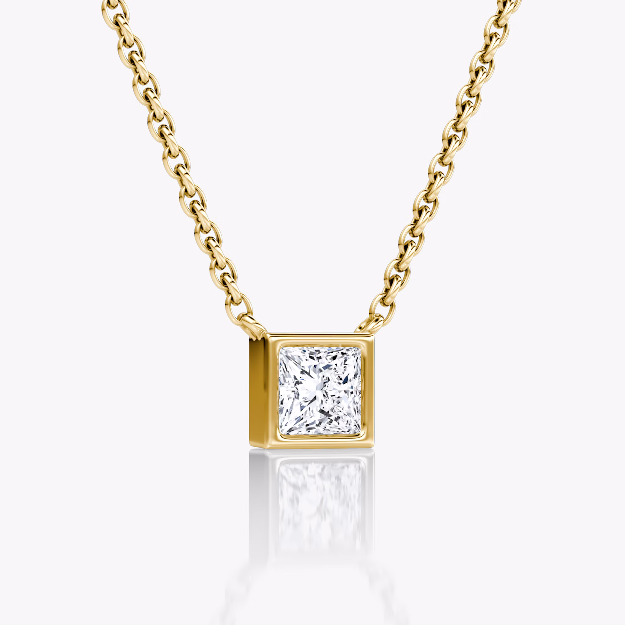 Bezel Solitaire Necklace | Princess | 14k | Yellow Gold | caratWeight: 0.25ct