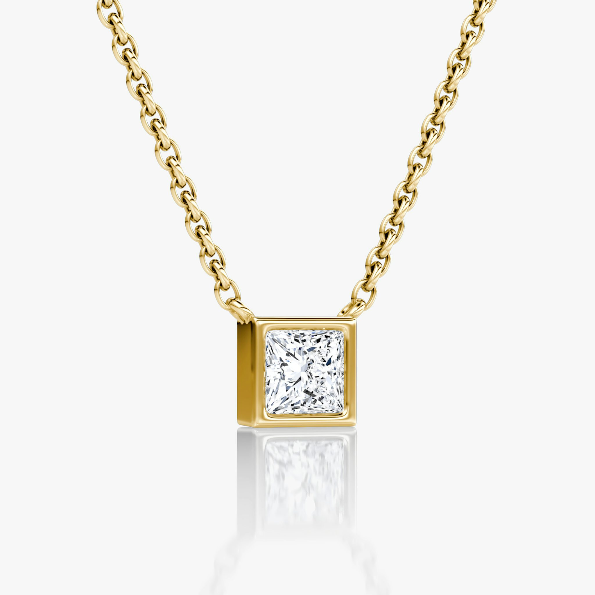 Bezel Solitaire Necklace | Princess | 14k | Yellow Gold | caratWeight: 0.25ct