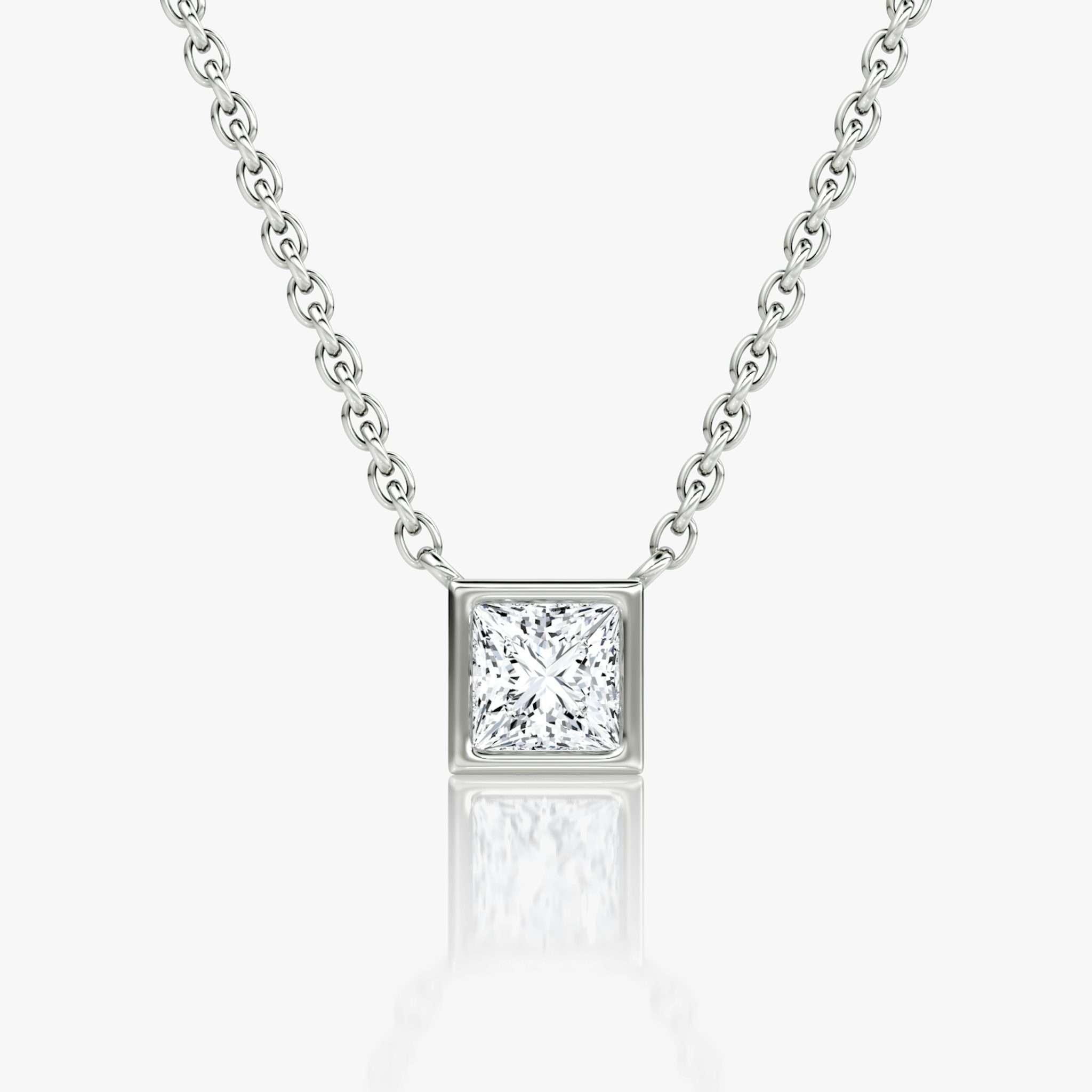 Bezel Solitaire Necklace | Princess | 14k | White Gold | caratWeight: 0.25ct