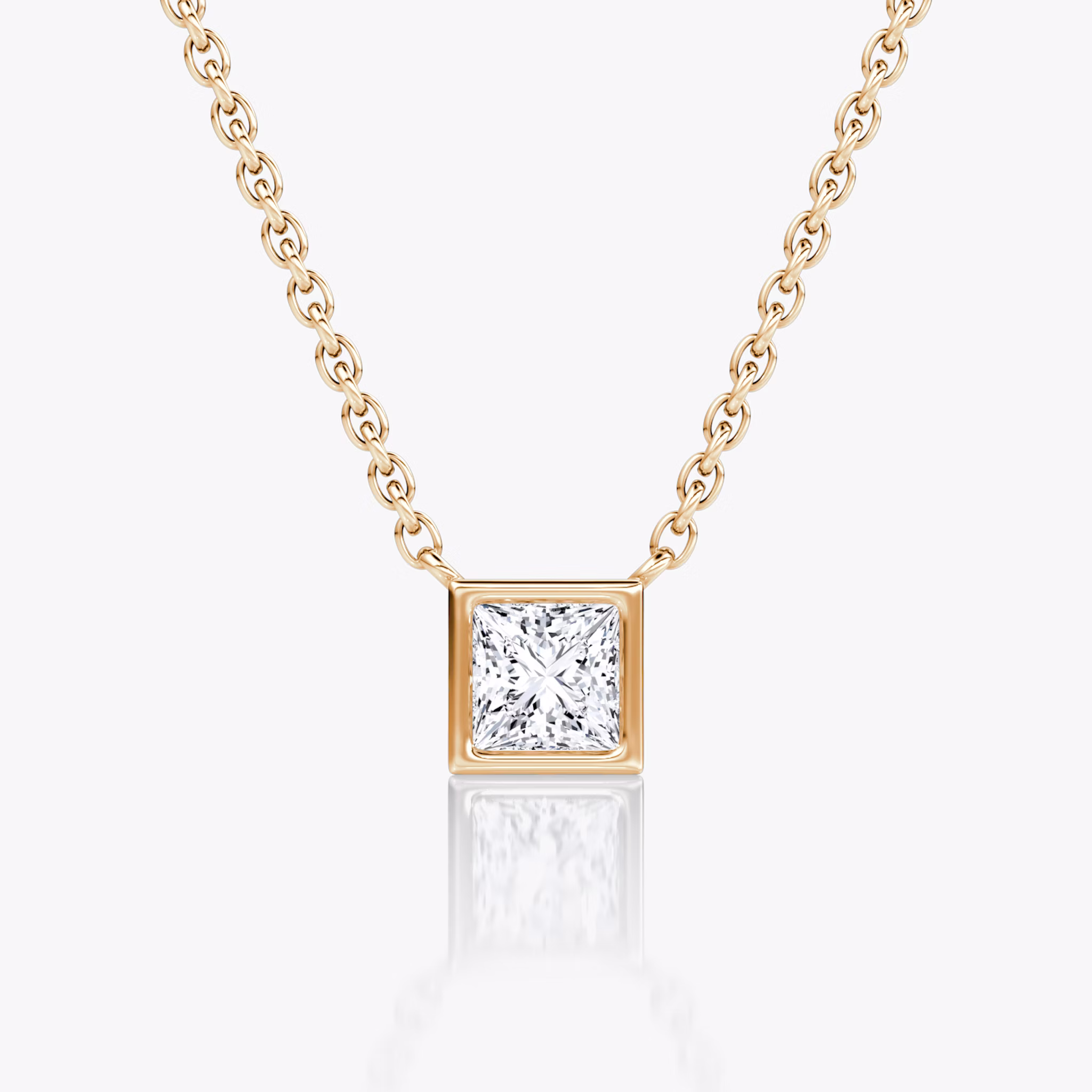 Bezel Solitaire Necklace | Princess | 14k | Rose Gold | caratWeight: 0.25ct