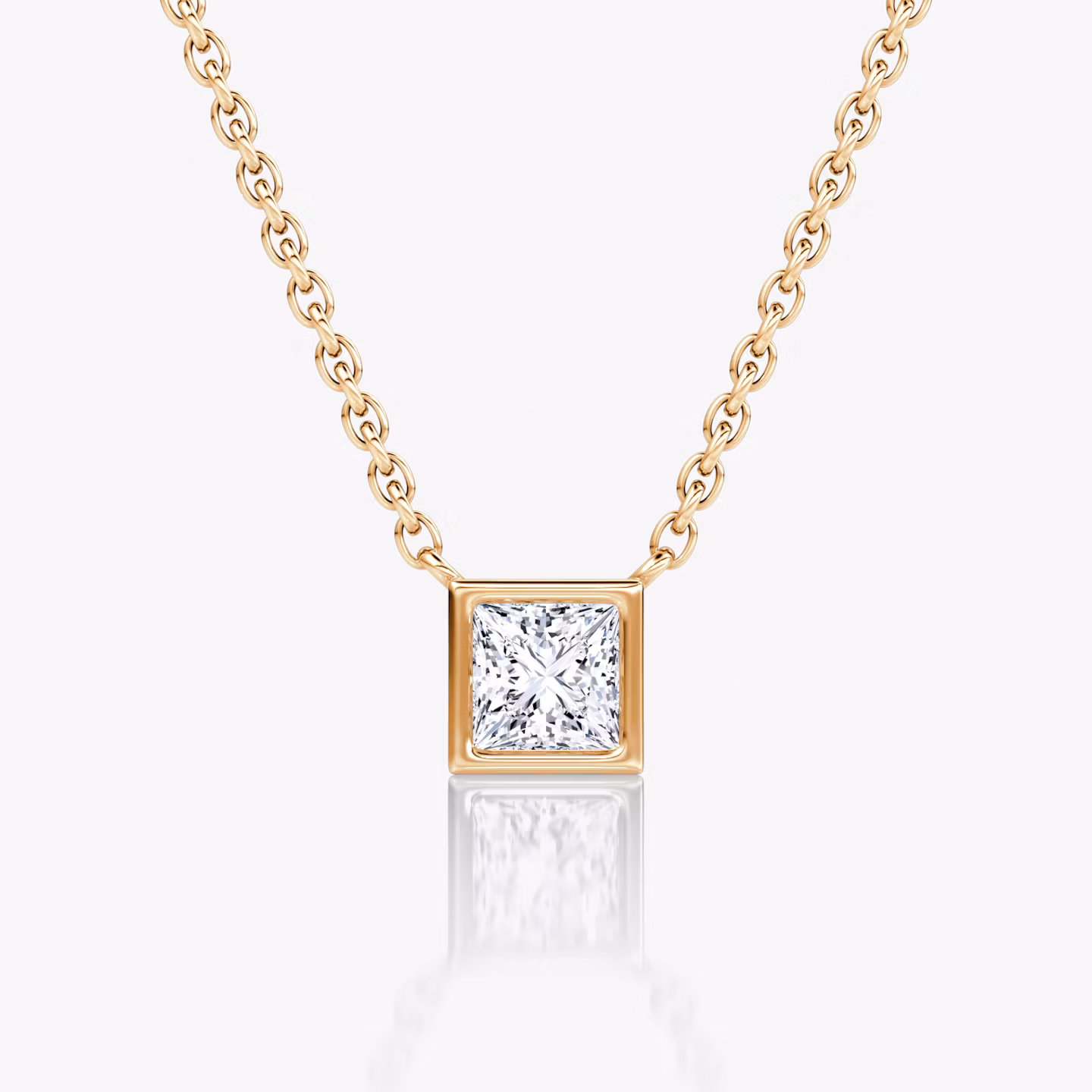 Bezel Solitaire Necklace Princess | Rose Gold