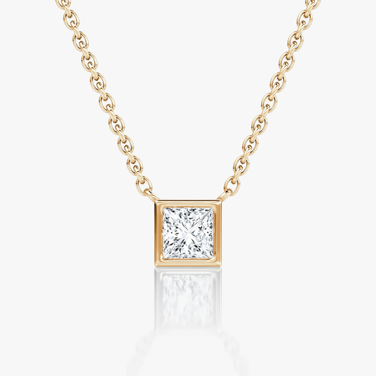 Bezel Solitaire Necklace | Princess | 14k | Rose Gold | caratWeight: 0.25ct